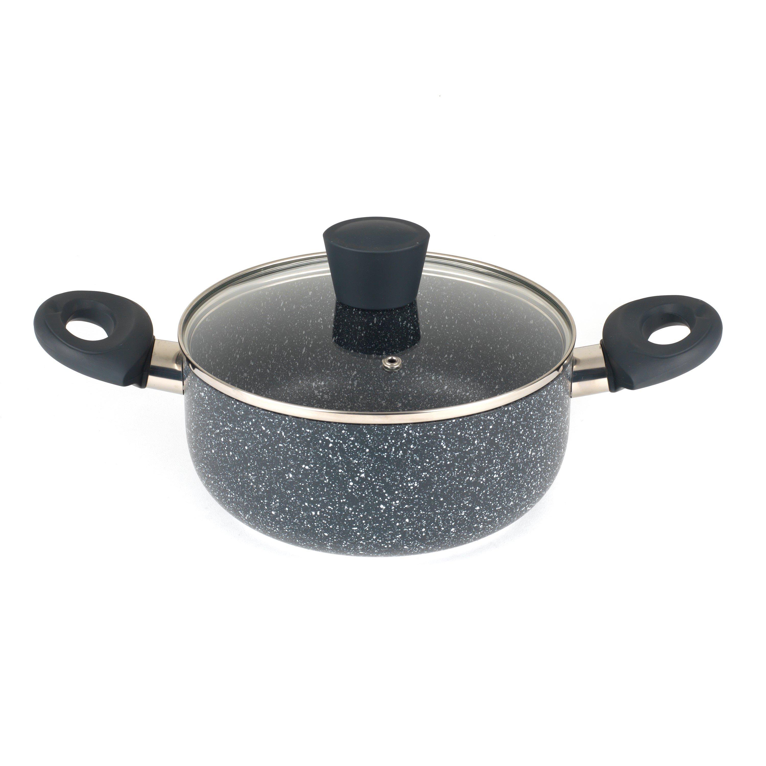 Grey - Russell Hobbs - Stone 20cm Non-Stick Pressed Aluminium Bakelite Handle Stock Pot - 1