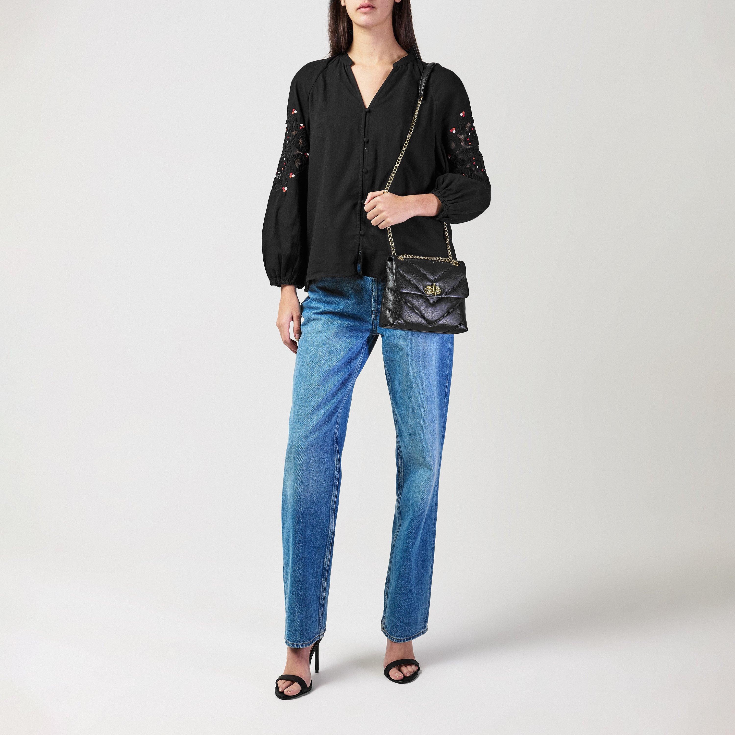 Zwart - Miso - Quilted Crossbody Bag Womens - 5