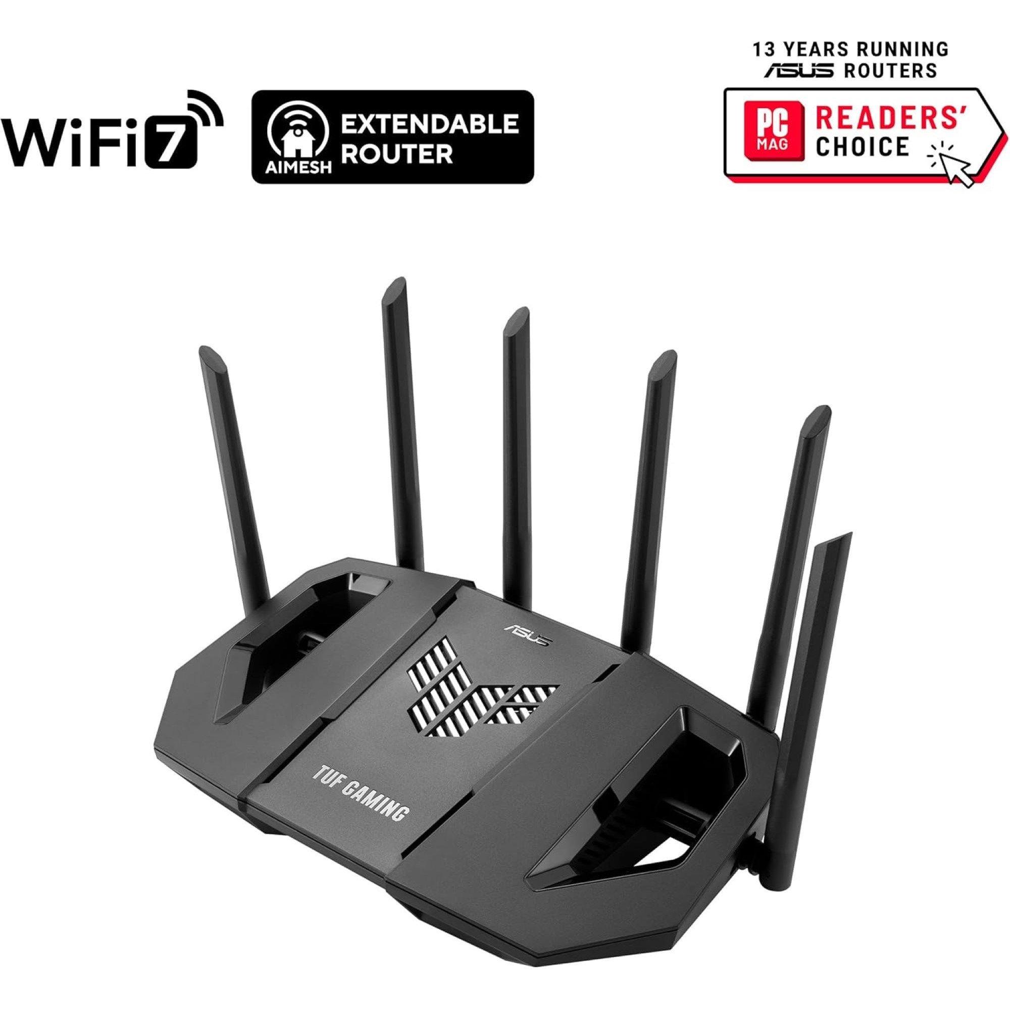 Black - ASUS - ASUS TUF Gaming BE9400 Tri Band WiFi 7 (802.11be) Extendable Gaming Router - 2