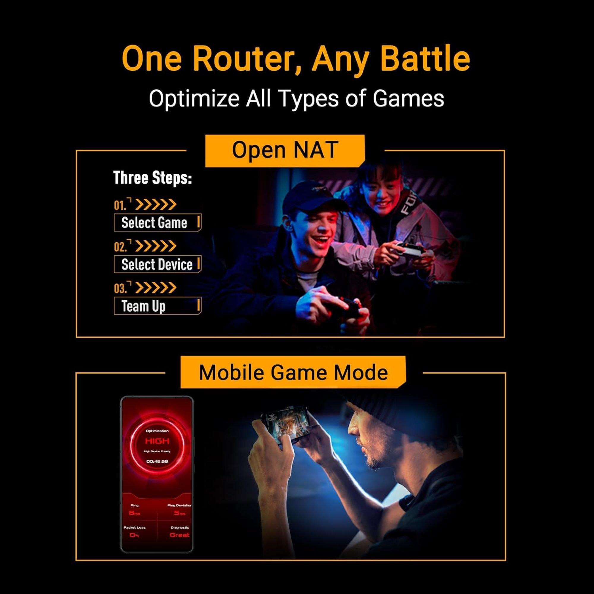 Black - ASUS - ASUS TUF Gaming BE9400 Tri Band WiFi 7 (802.11be) Extendable Gaming Router - 5