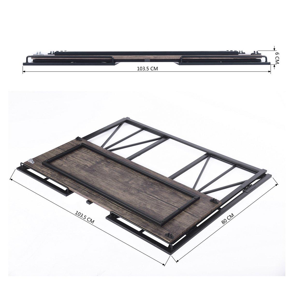 Black - FurnitureR - HORES Black and Wooden 100*38cm Console Table - 9