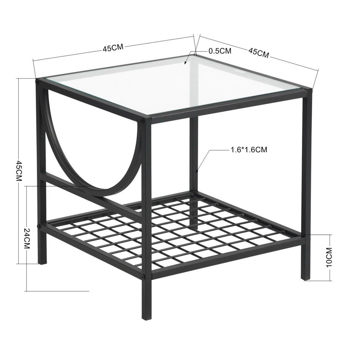Black - FurnitureR - JANKIN Black End Table with 2 shelves - 11