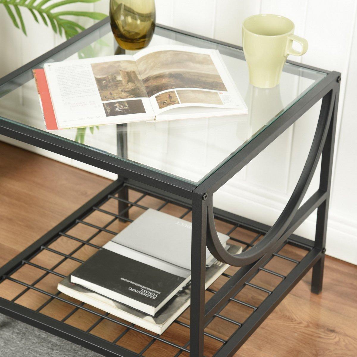 Black - FurnitureR - JANKIN Black End Table with 2 shelves - 5