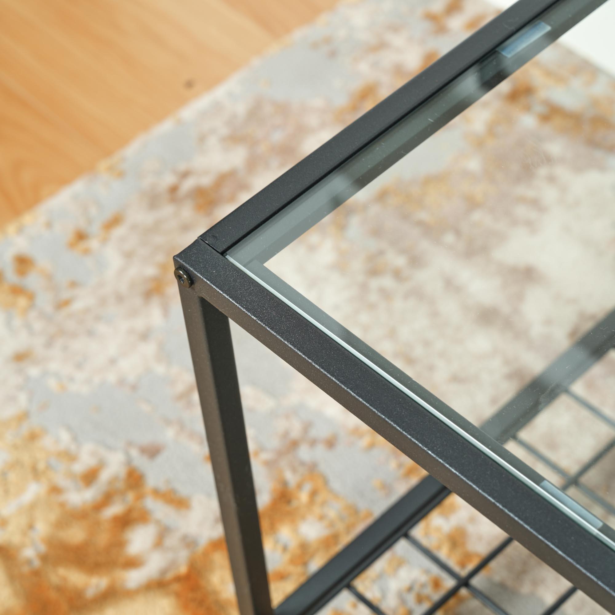 Black - FurnitureR - JANKIN Black End Table with 2 shelves - 7