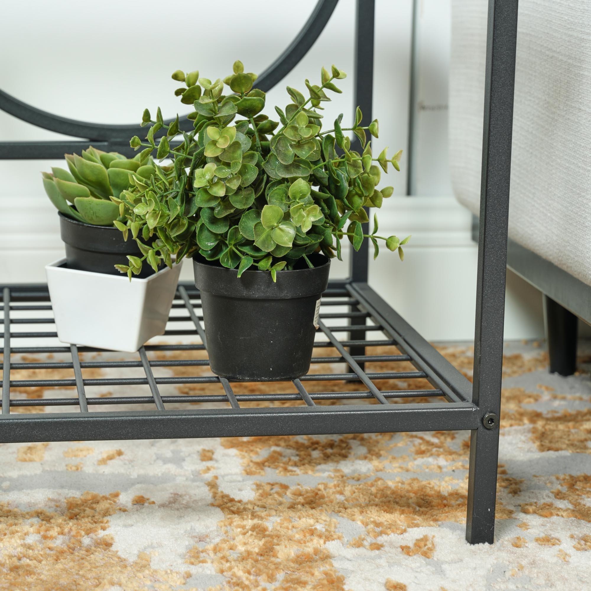 Black - FurnitureR - JANKIN Black End Table with 2 shelves - 8