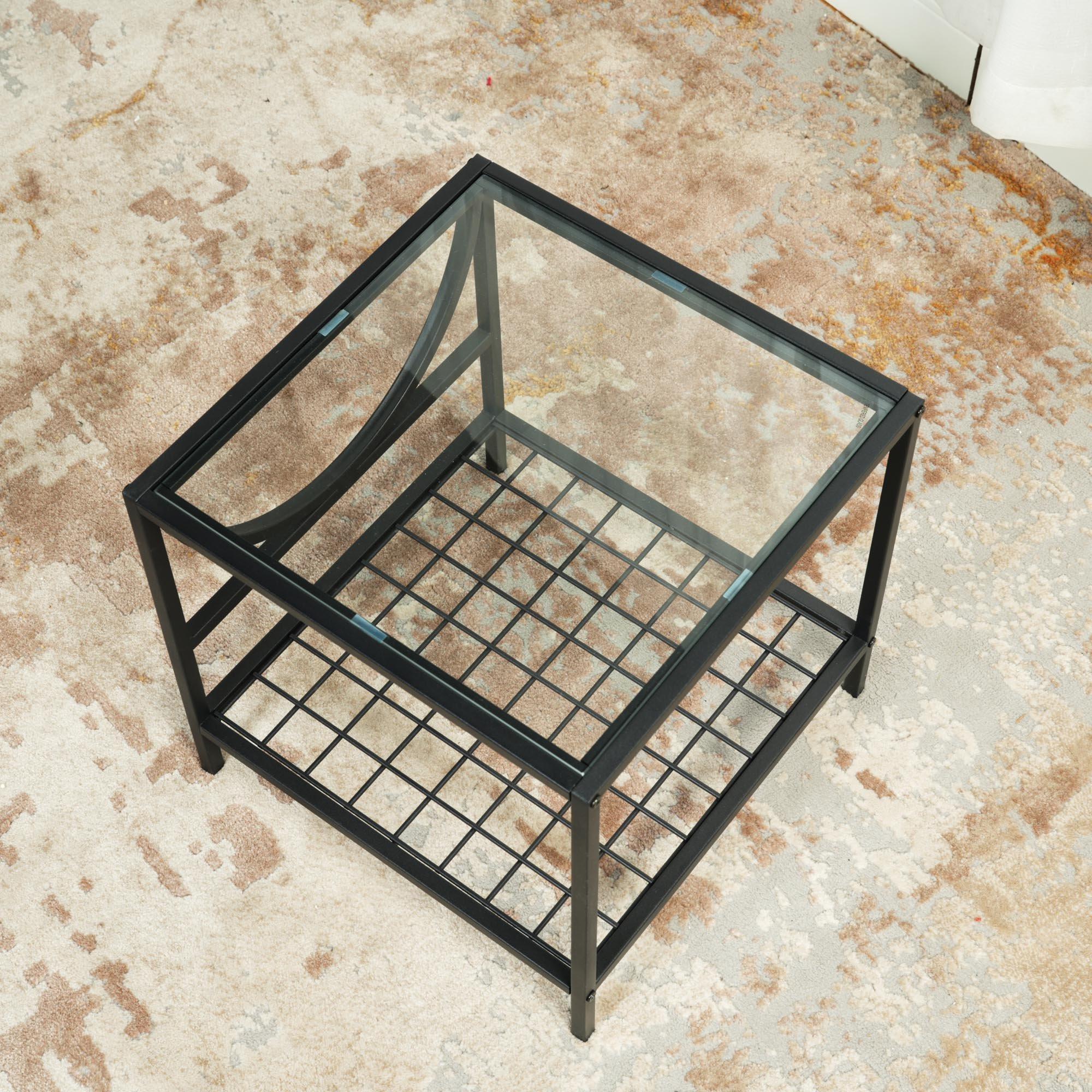 Black - FurnitureR - JANKIN Black End Table with 2 shelves - 10