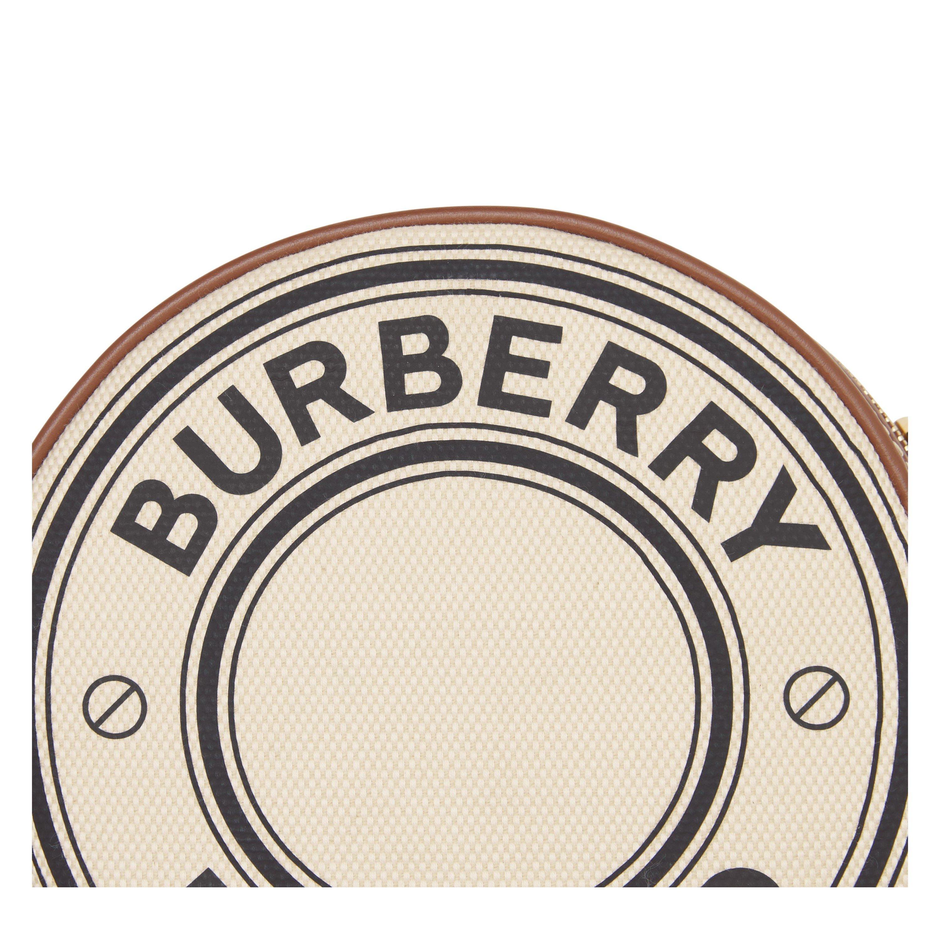 Natural A1395 - Burberry - Women's Logo Graphic Cotton Canvas And Leather Louise Mini Round Bag - 3