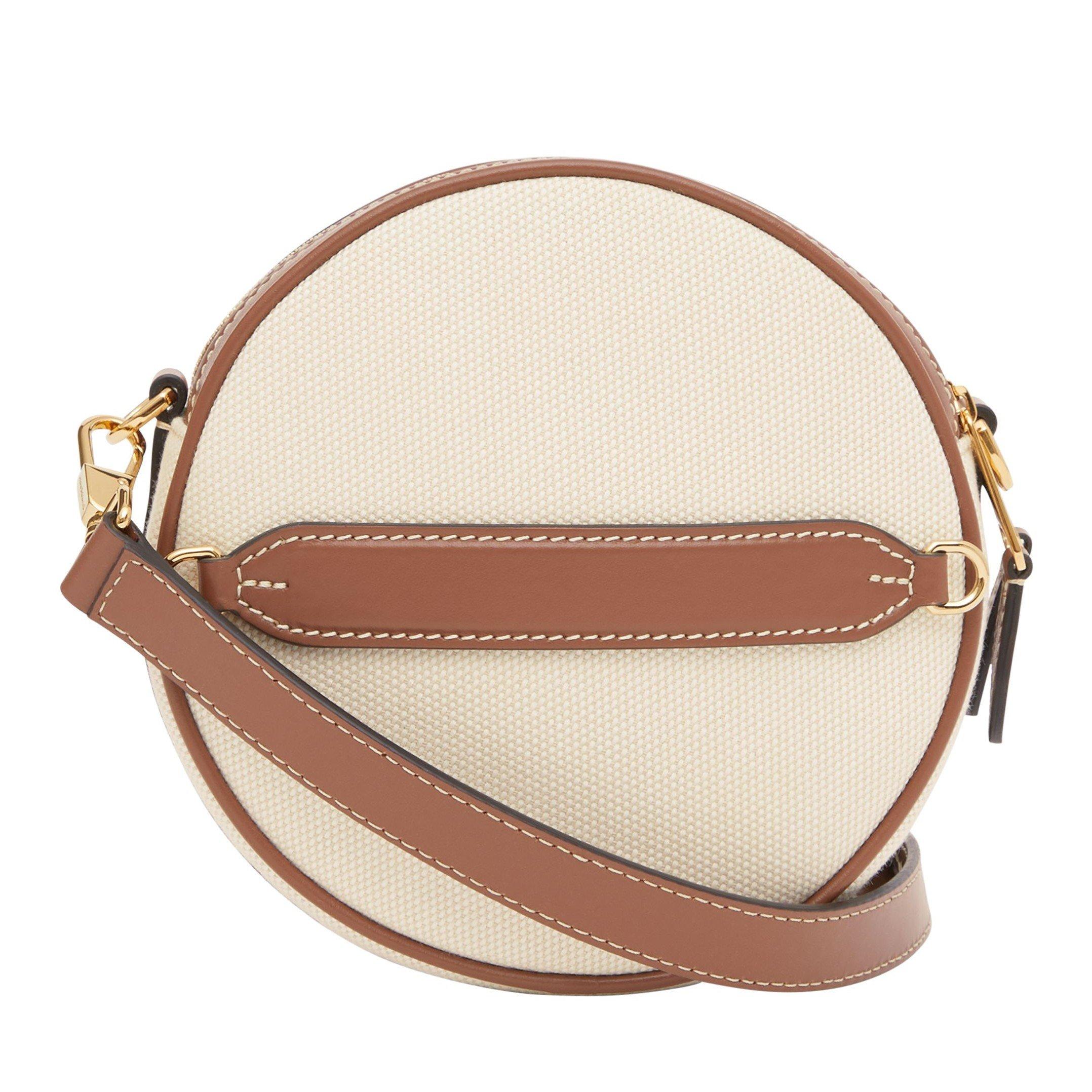 Natural A1395 - Burberry - Women's Logo Graphic Cotton Canvas And Leather Louise Mini Round Bag - 4