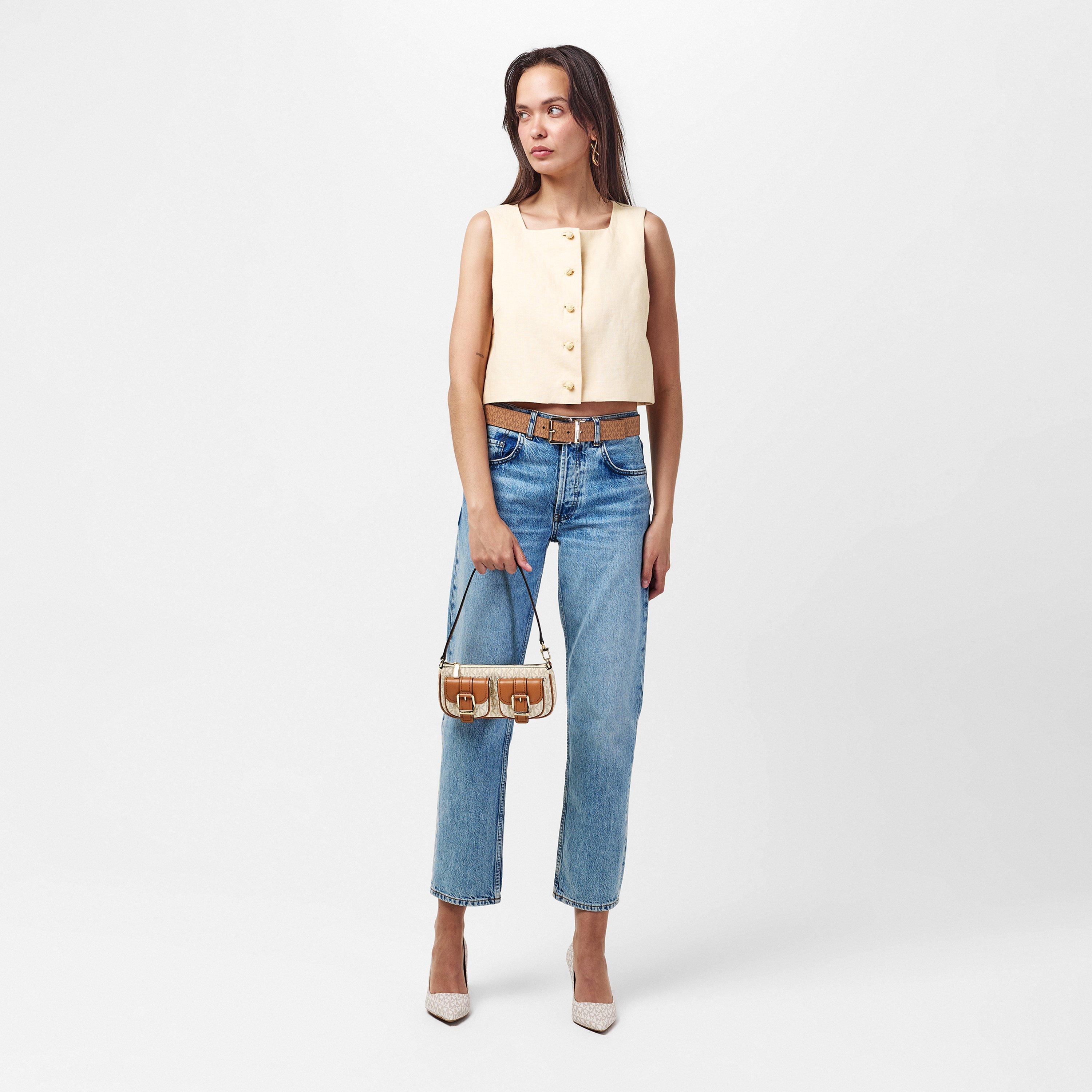 VANILLA/ACRN - MICHAEL Michael Kors - Women's Zoe Small Signature Logo Shoulder Bag - 3