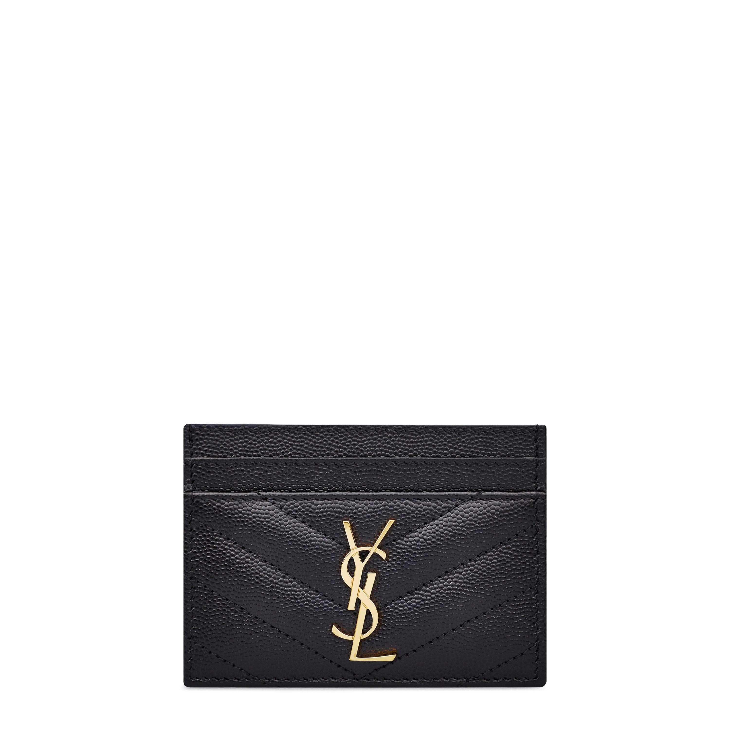 Black/Gold - Saint Laurent - Cassandre Mattelassé Card Case - 1