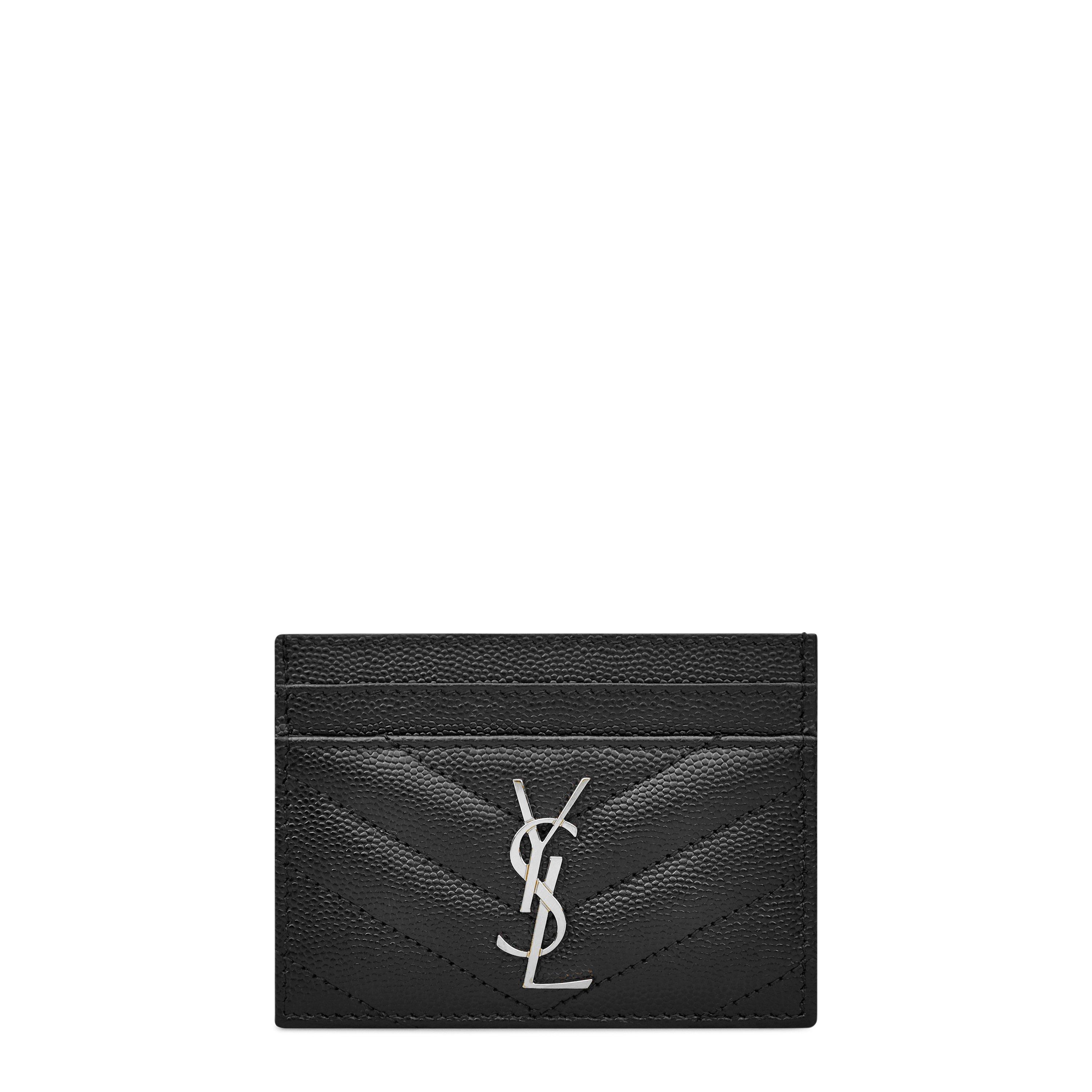 Saint Laurent Cassandre Mattelassé Card Case - Black/Silver
