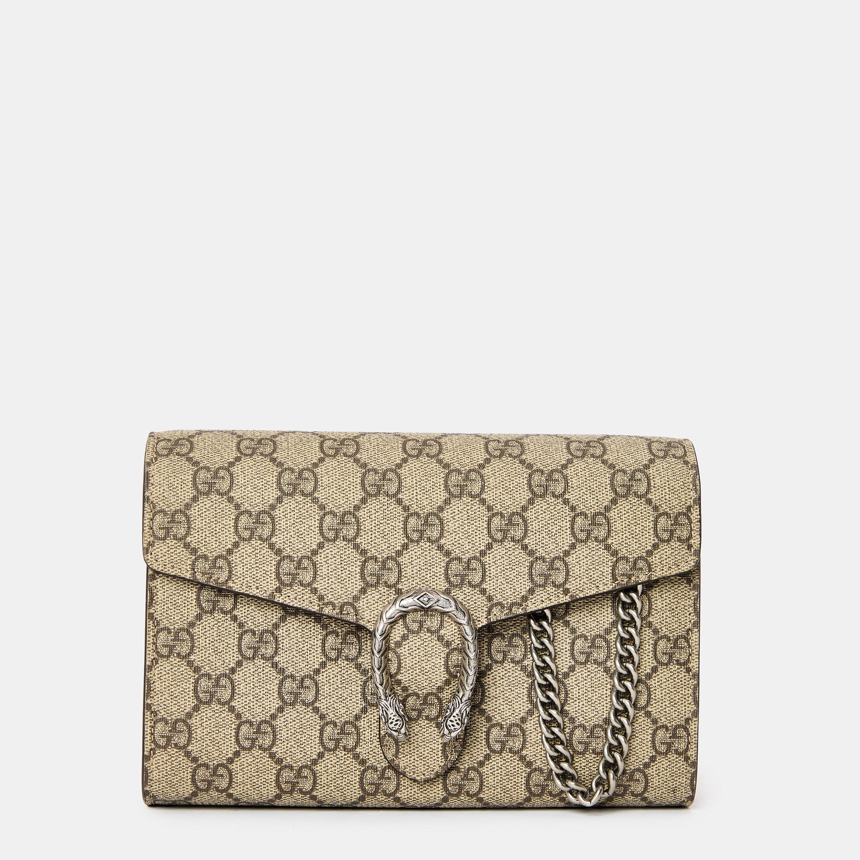 Beige - Gucci - Women's Cotton Dionysus GG Chain Wallet - 1