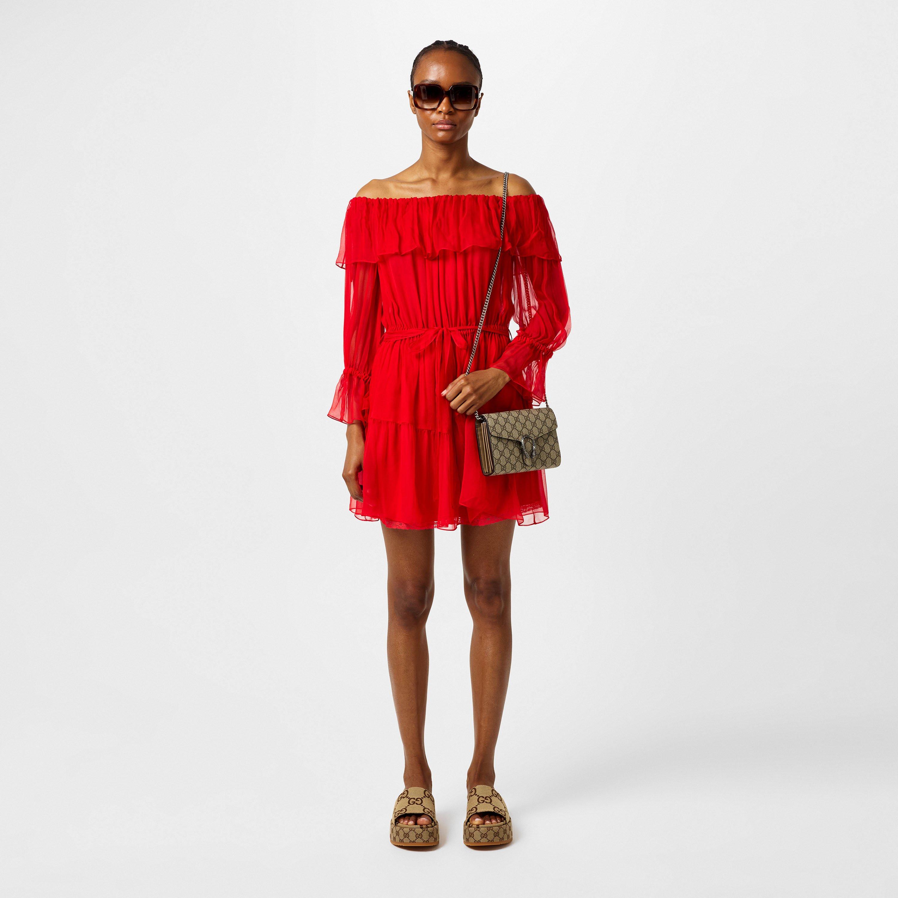 Beige - Gucci - Women's Cotton Dionysus GG Chain Wallet - 8