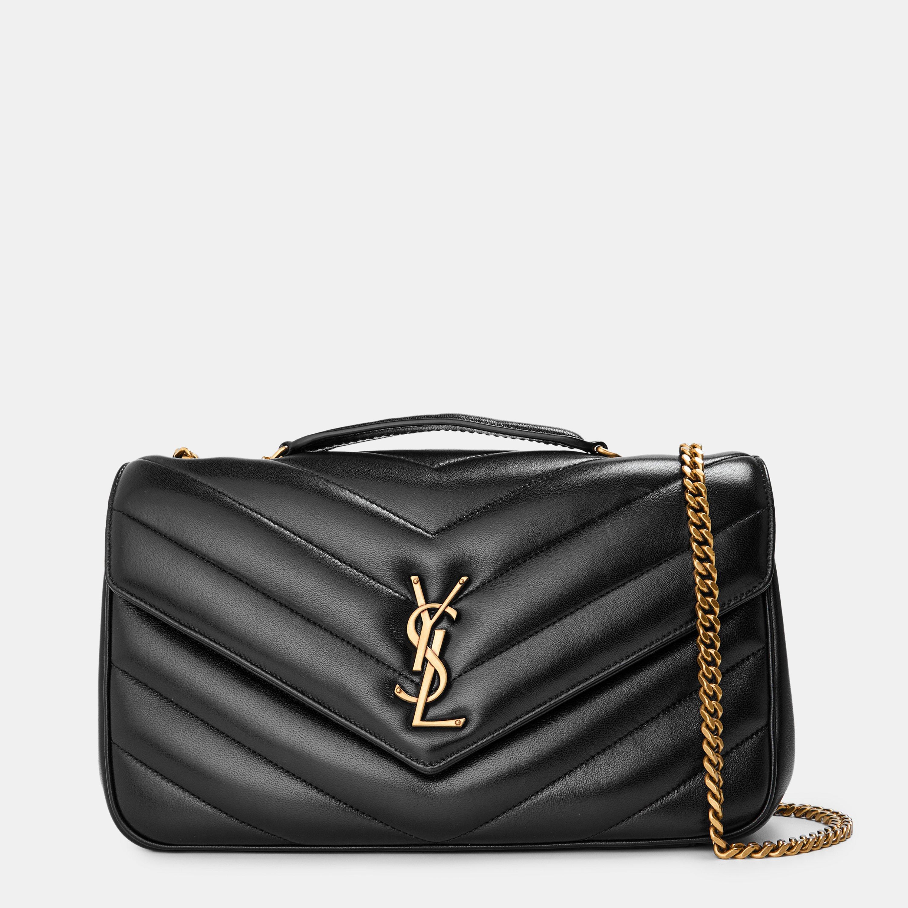 Black/Gold - Saint Laurent - Women's Medium Lou Shoulder Bag - 1