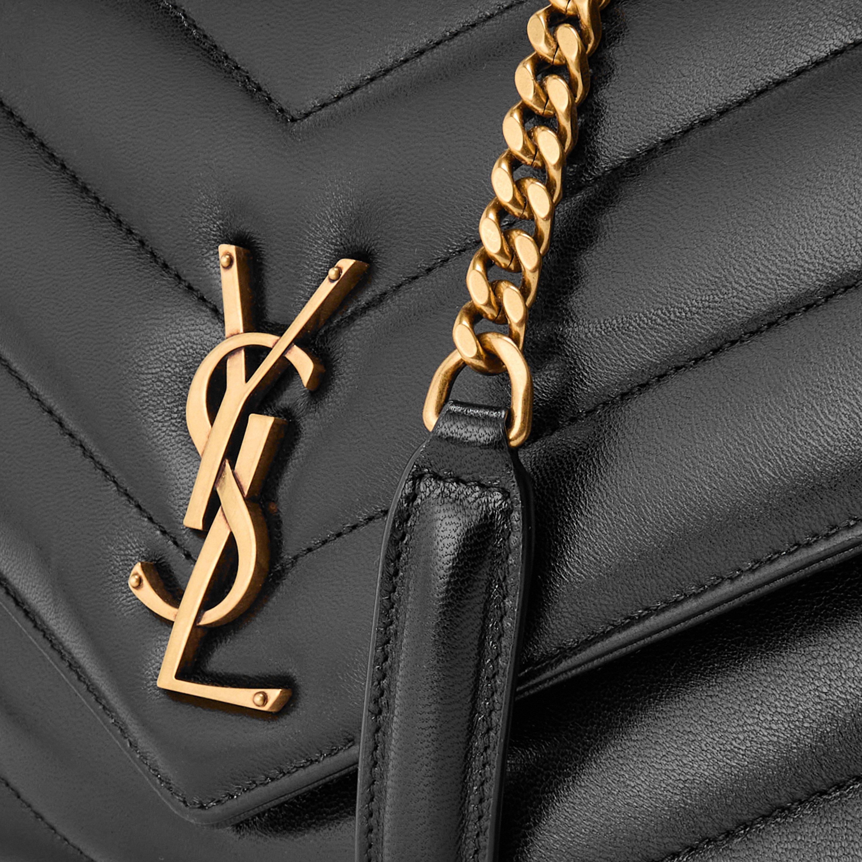 Black/Gold - Saint Laurent - Women's Medium Lou Shoulder Bag - 4