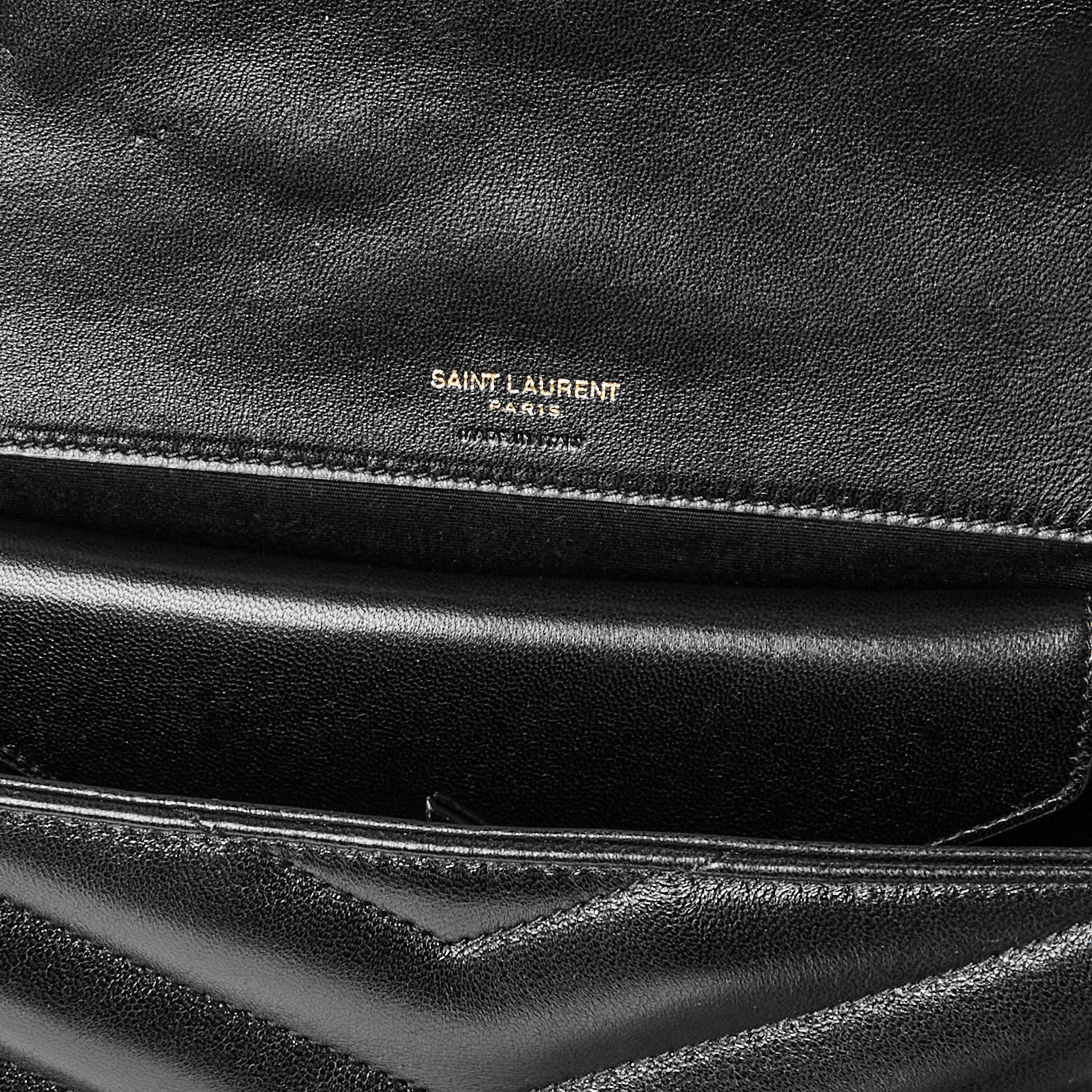 Black/Gold - Saint Laurent - Women's Medium Lou Shoulder Bag - 5