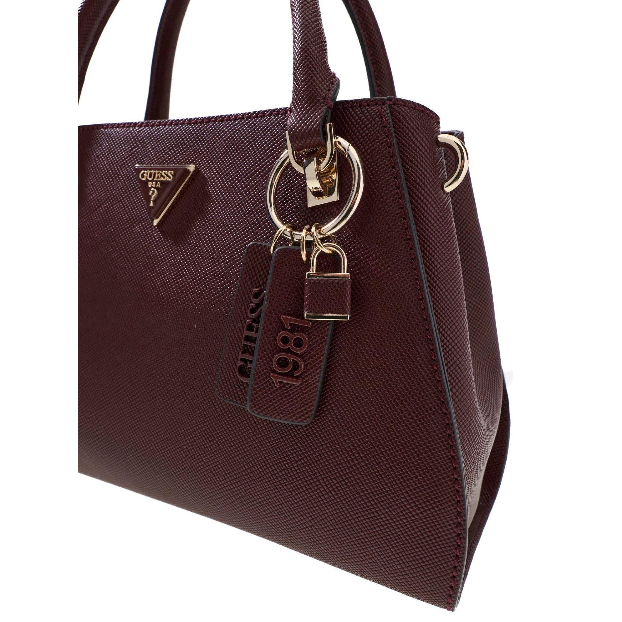 BURGUNDY - Guess - Women's Noelle Satchel Bag - 3