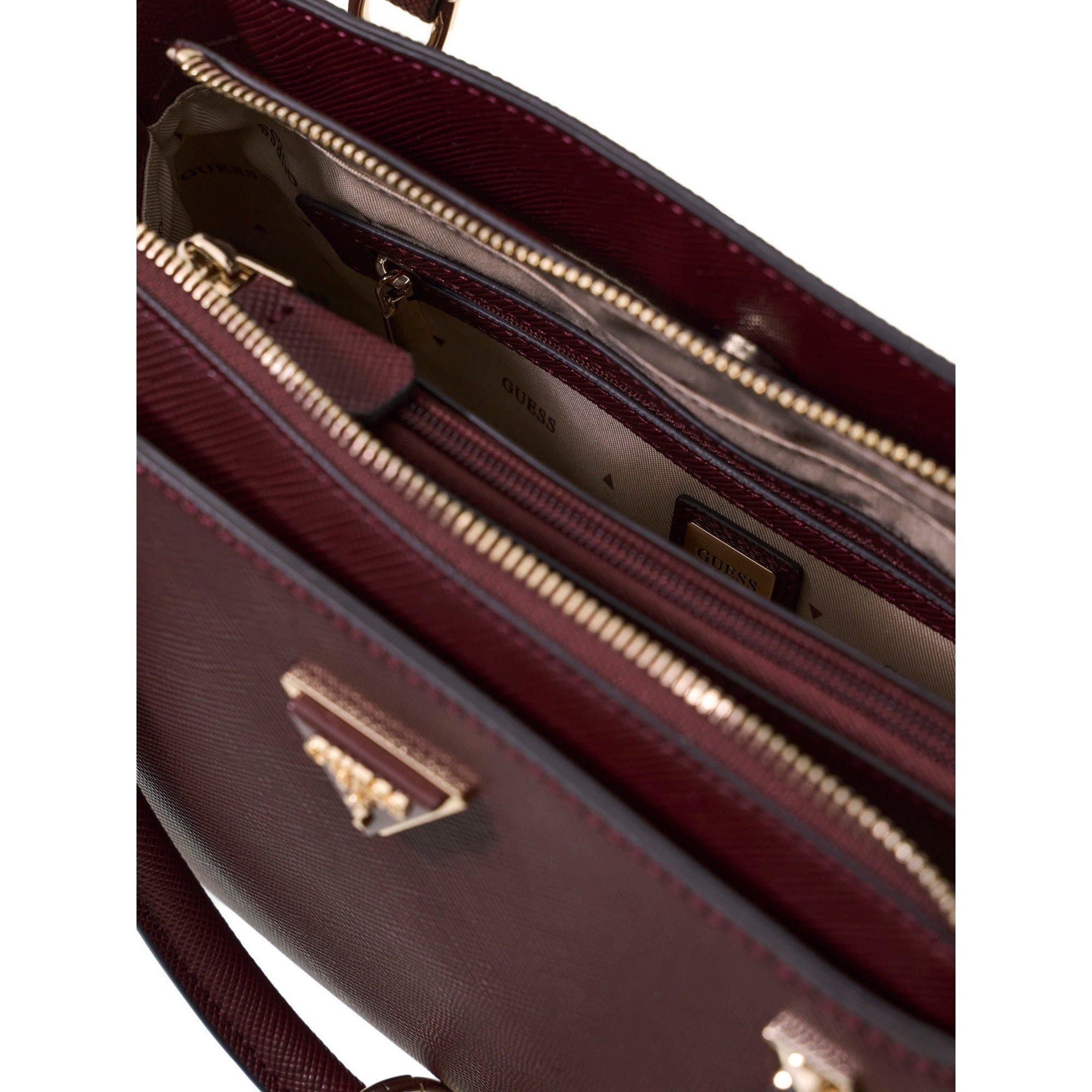 BURGUNDY - Guess - Women's Noelle Satchel Bag - 5