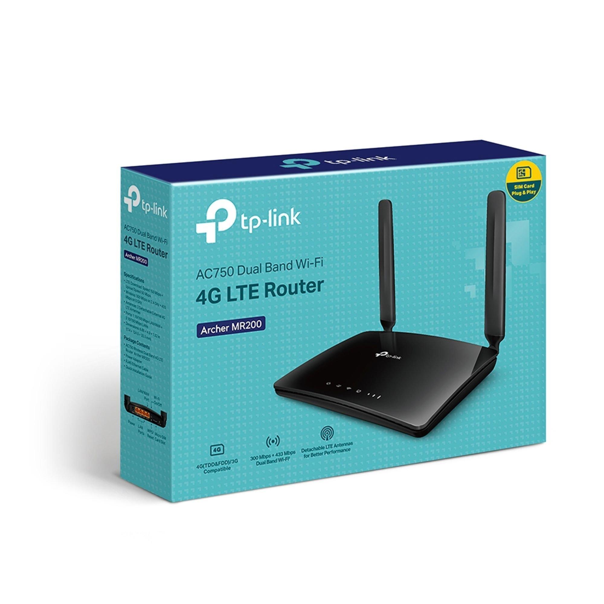 Crna - TP-Link - Archer MR200 AC750 Wireless Dual Band 4G LTE Router - 8