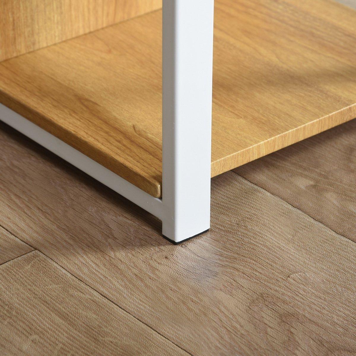 Brown/White - FurnitureR - JESUSA White and Wooden 110cm Desk with 3 shelves - 8