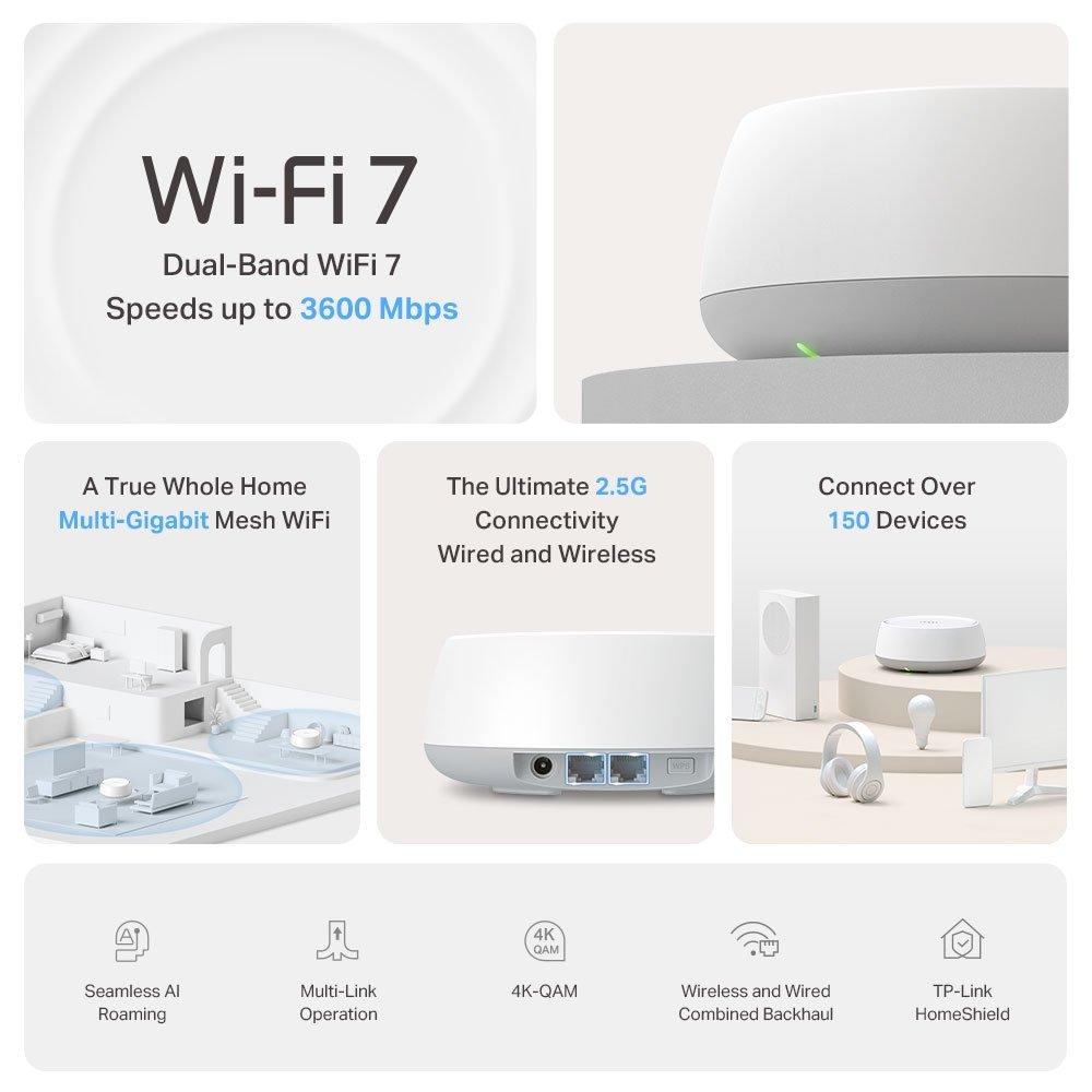 Crna - TP-Link - TP-Link Deco BE25 BE3600 Whole Home Mesh Wi-Fi 7 System(3-Pack) - 5