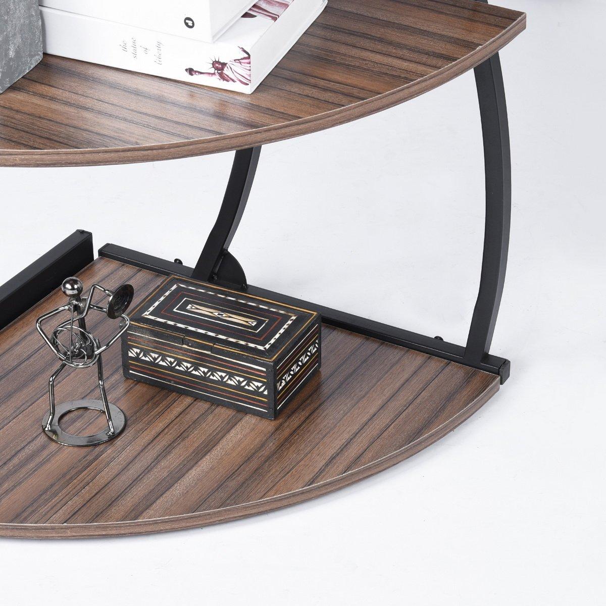 Brown - HOMEMAKE - KANTE Black and Wooden L-shaped Desk with 2 Shelves - 4