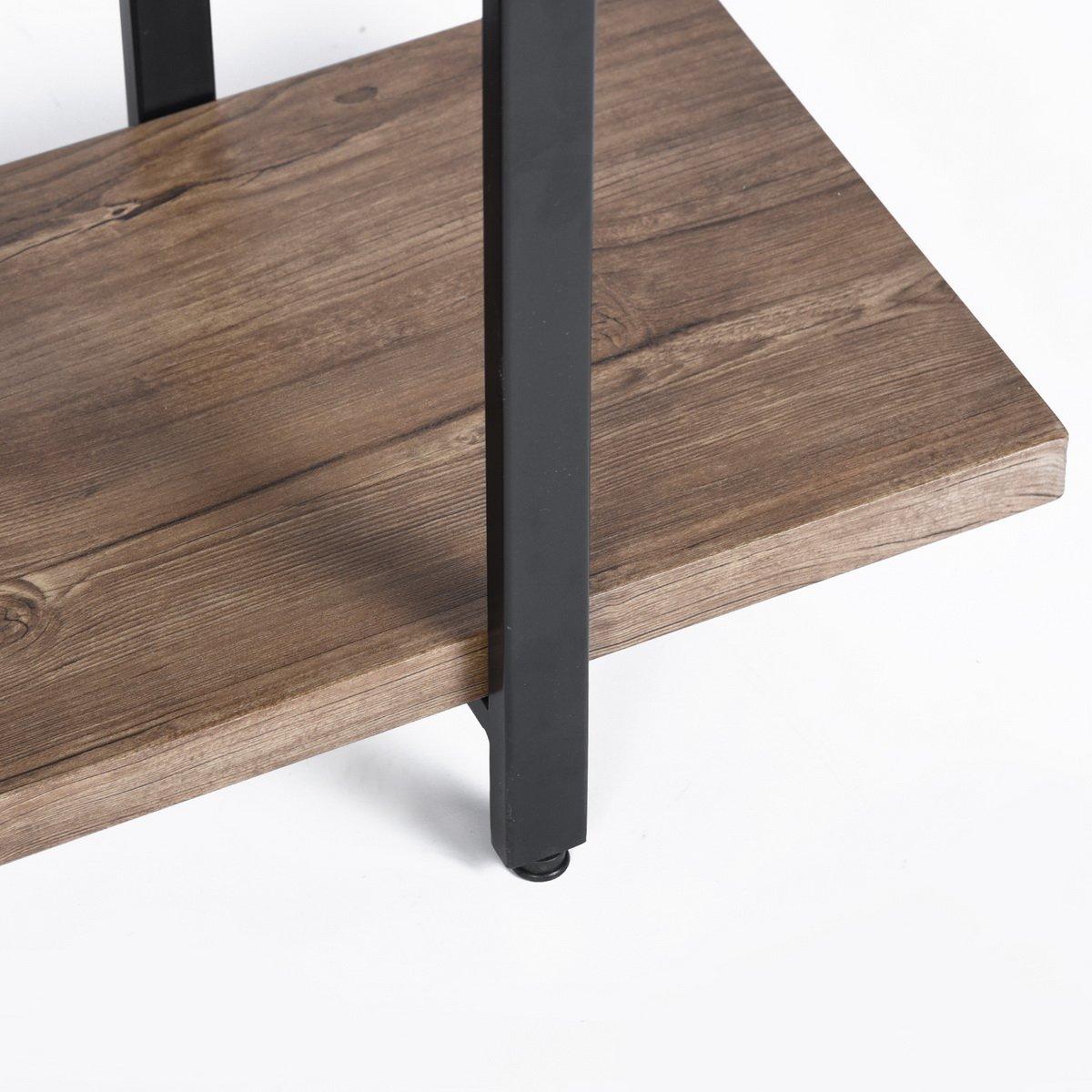 Brown - FurnitureR - LACK Black and Wooden Shelf 5 Tier - 5