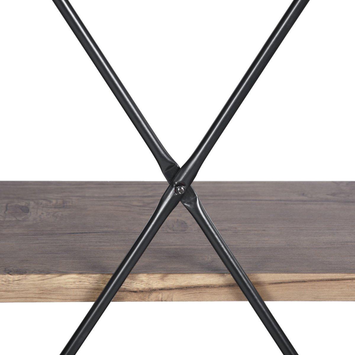 Brown - FurnitureR - LACK Black and Wooden Shelf 5 Tier - 6