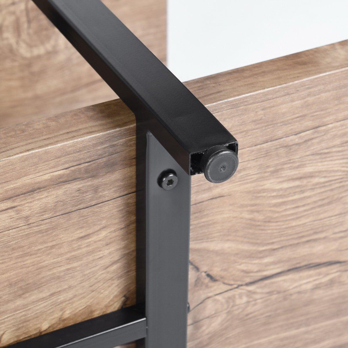 Brown - FurnitureR - LACK Black and Wooden Shelf 5 Tier - 7