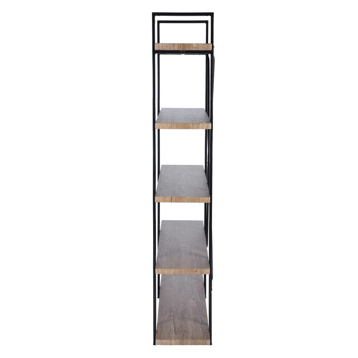 Brown - FurnitureR - LACK Black and Wooden Shelf 5 Tier - 9