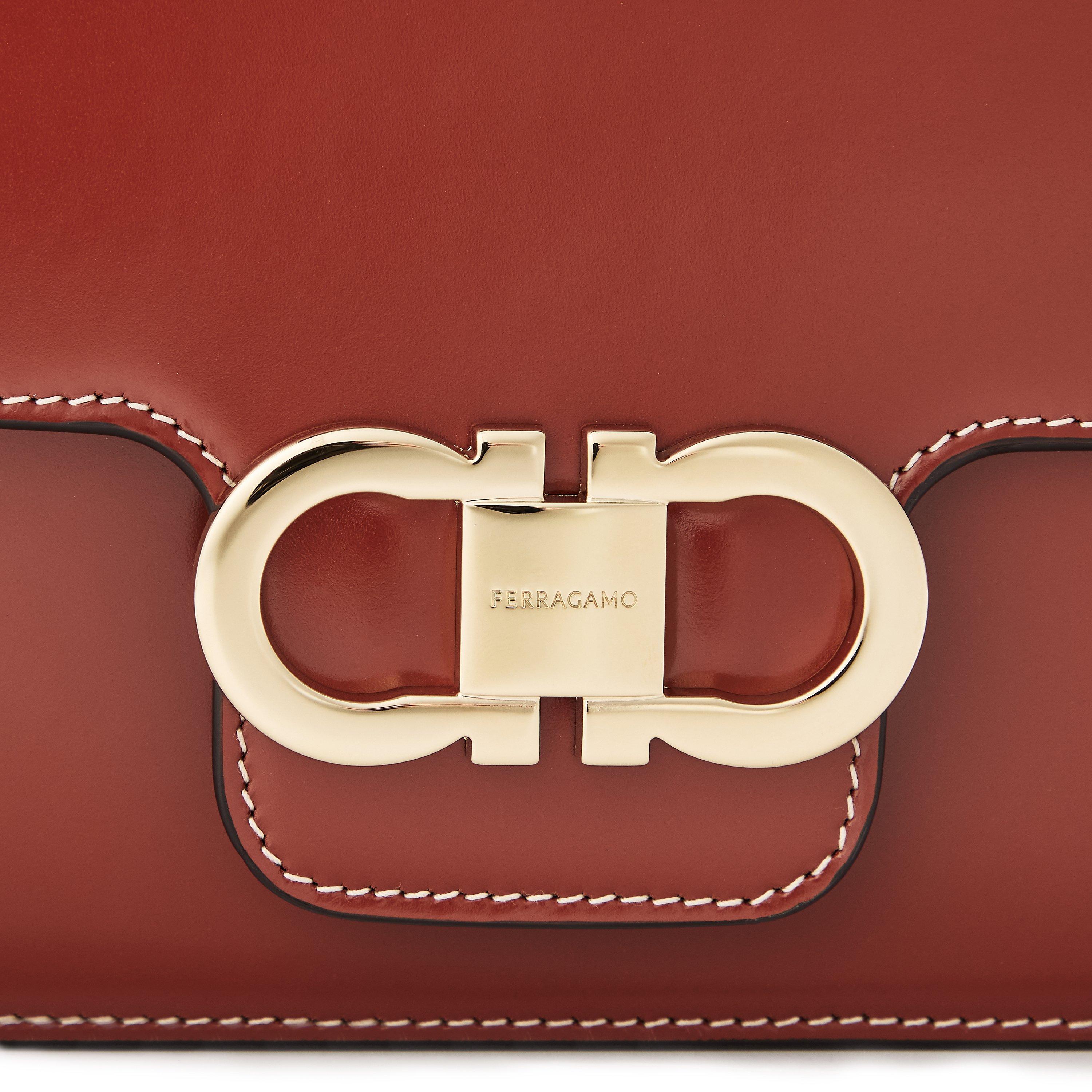 Dark Cognac - Ferragamo - Women's Double G Shoulder Bag - 3