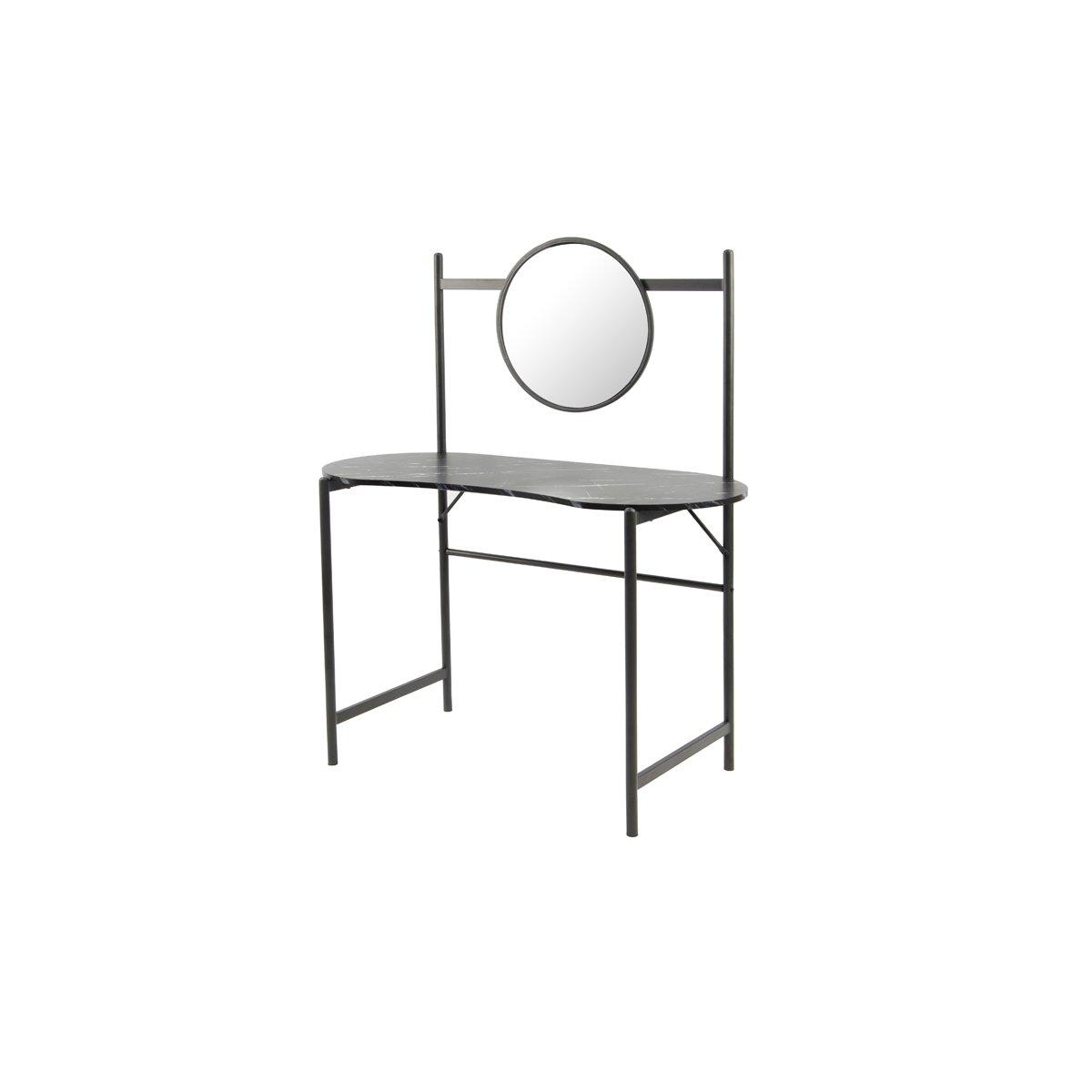 Grey - FurnitureR - LOONEY Black Dressing Table with Mirror - 2