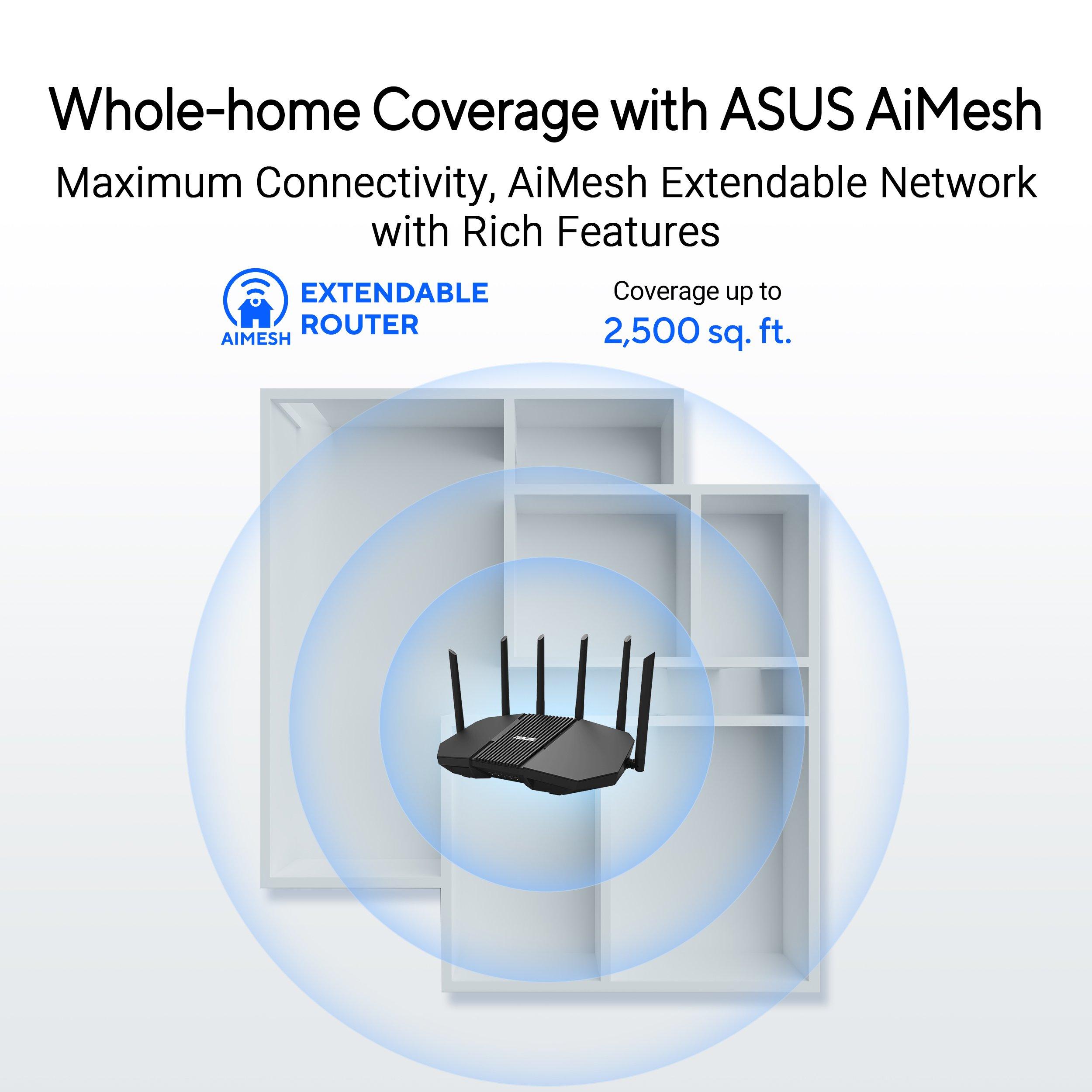 Noir - ASUS - ASUS RT-BE90U Tri-band WiFi 7 AiMesh Extendable Router - 3