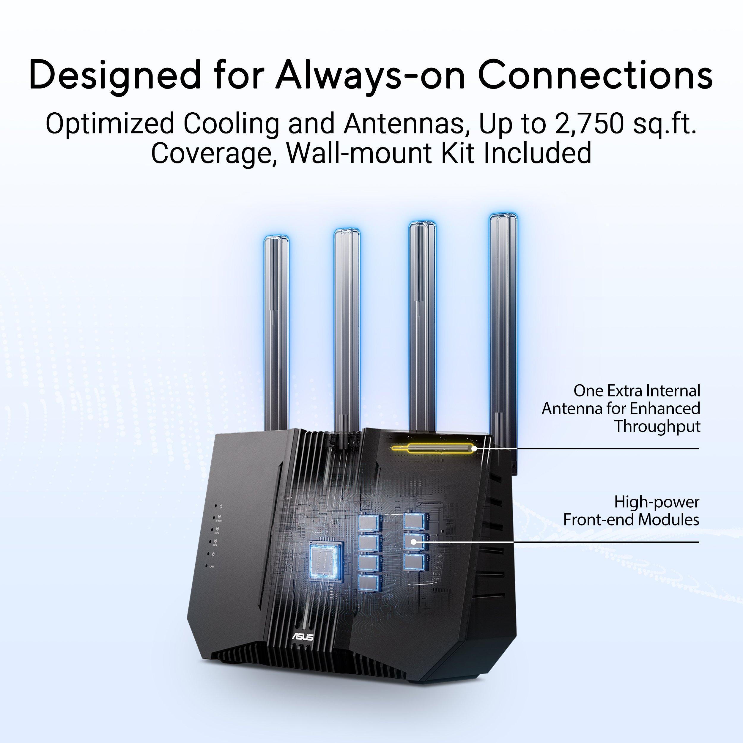Noir - ASUS - ASUS RT-BE92U Tri-band WiFi 7 Router - 4