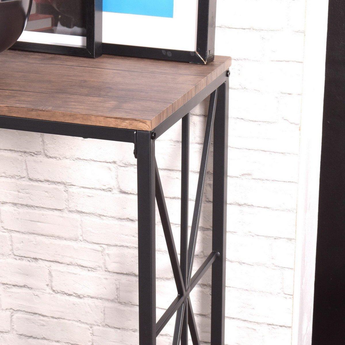 Black - FurnitureR - Brand NAVIN Black and Wooden 100*38cm Console Table - 3