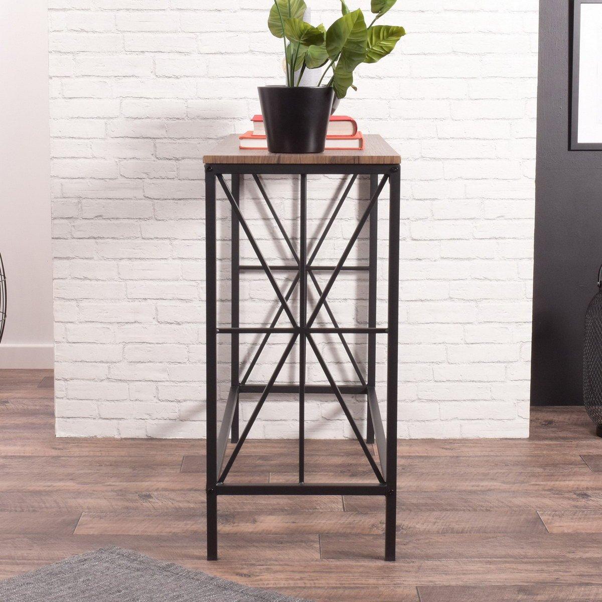 Black - FurnitureR - Brand NAVIN Black and Wooden 100*38cm Console Table - 6