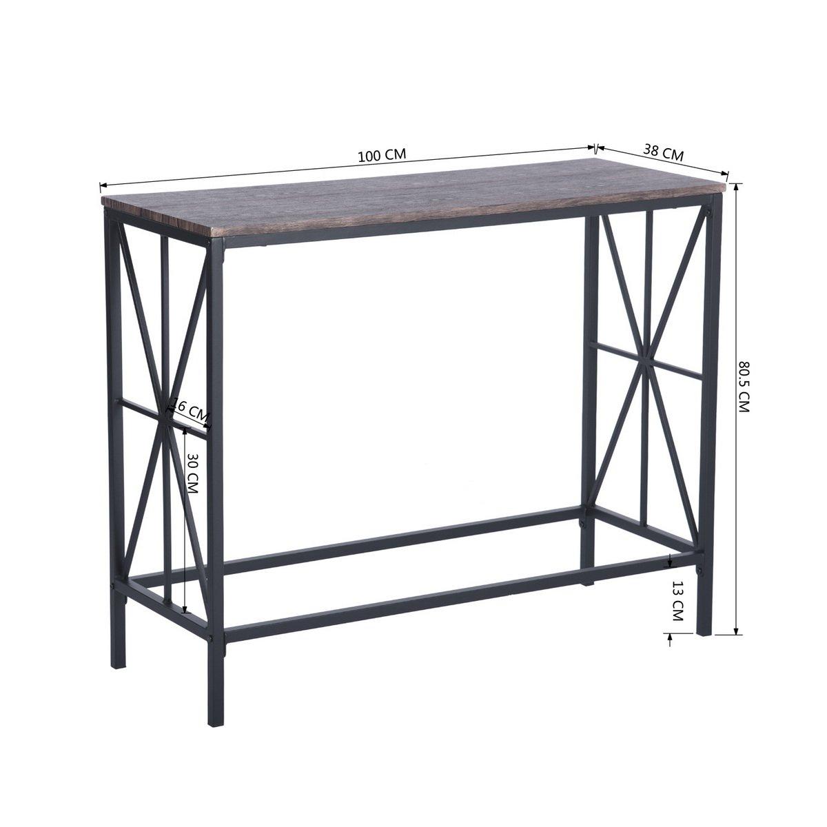 Black - FurnitureR - Brand NAVIN Black and Wooden 100*38cm Console Table - 8