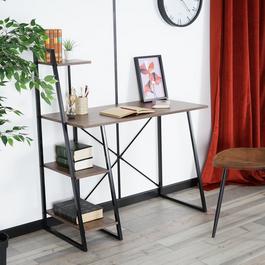FurnitureR POUCHU Black and Wooden 104*50cm Desk with 4 Shelves
