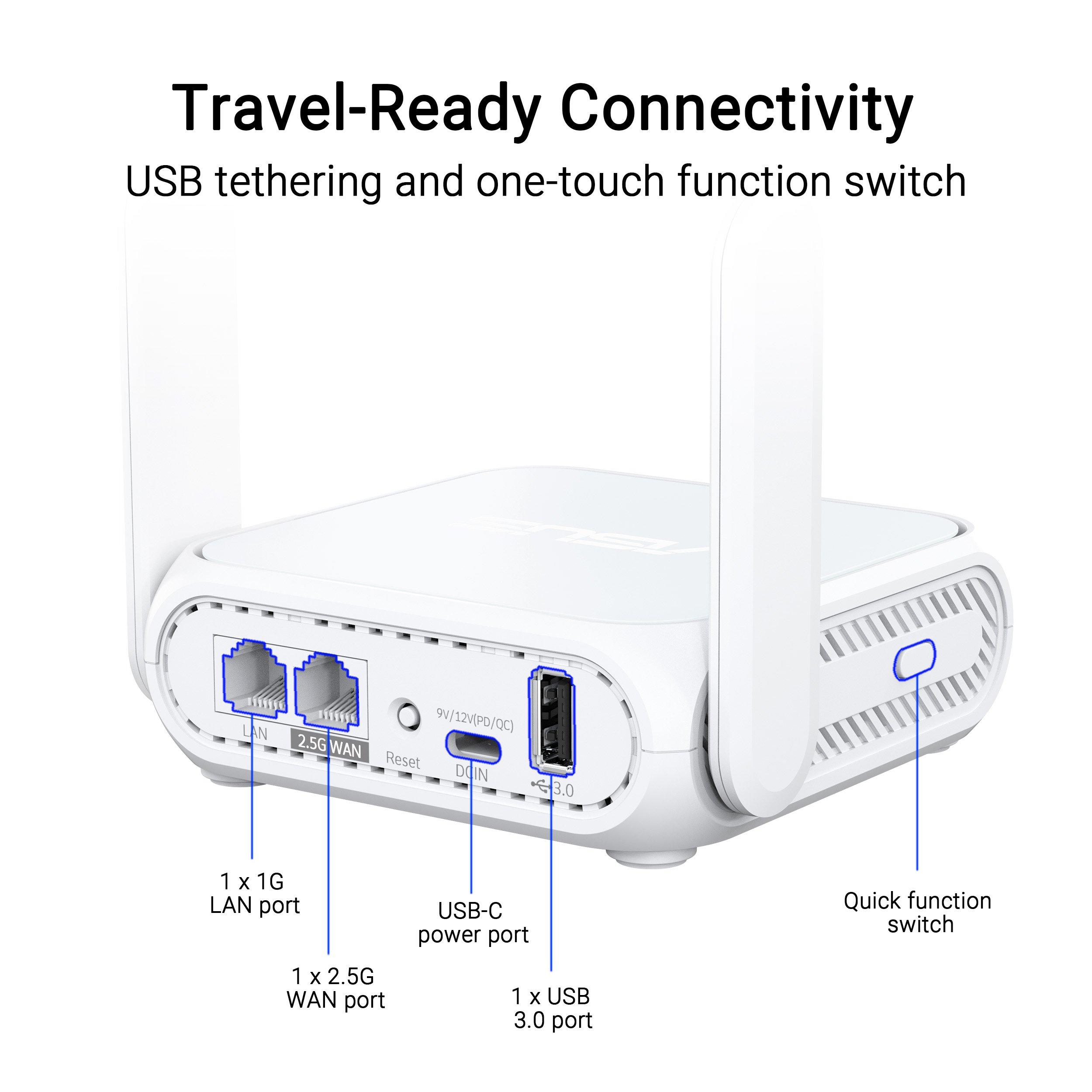 Blanc - ASUS - ASUS RT-BE58 Go Travel Router 4G and 5G Mobile tethering Public WiFi Mode - 7