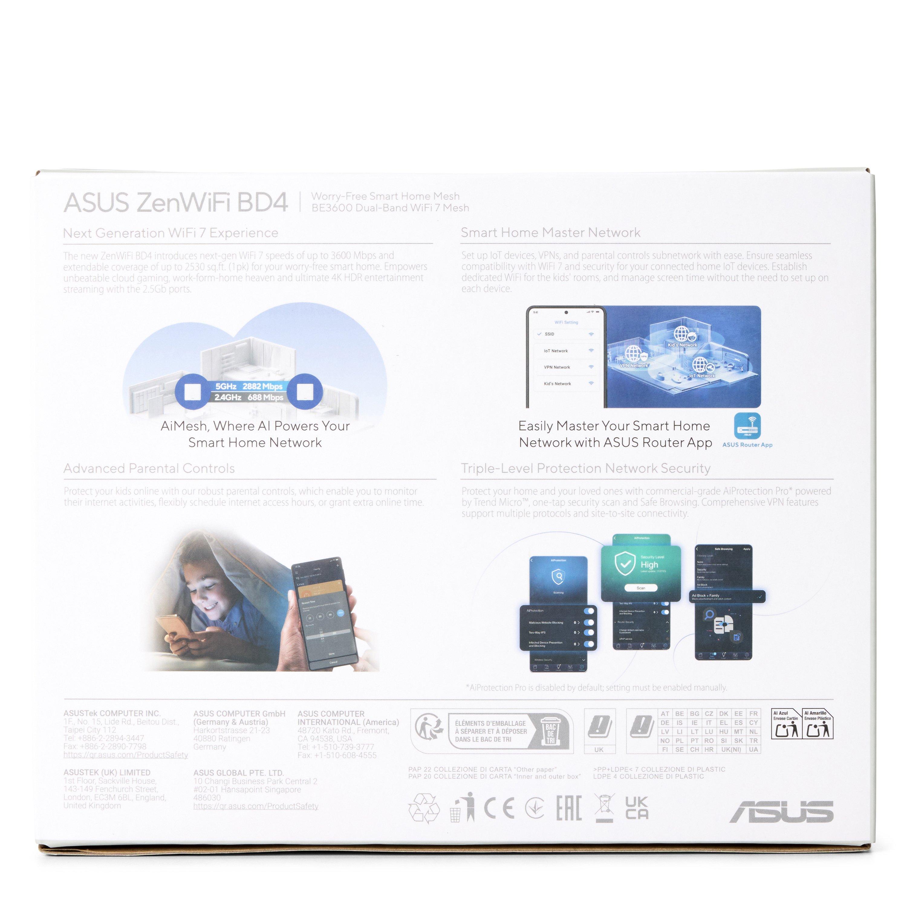 Bijela - ASUS - ZenWiFi BD4 Dual-band WiFi 7 AiMesh Extendable Router - 3