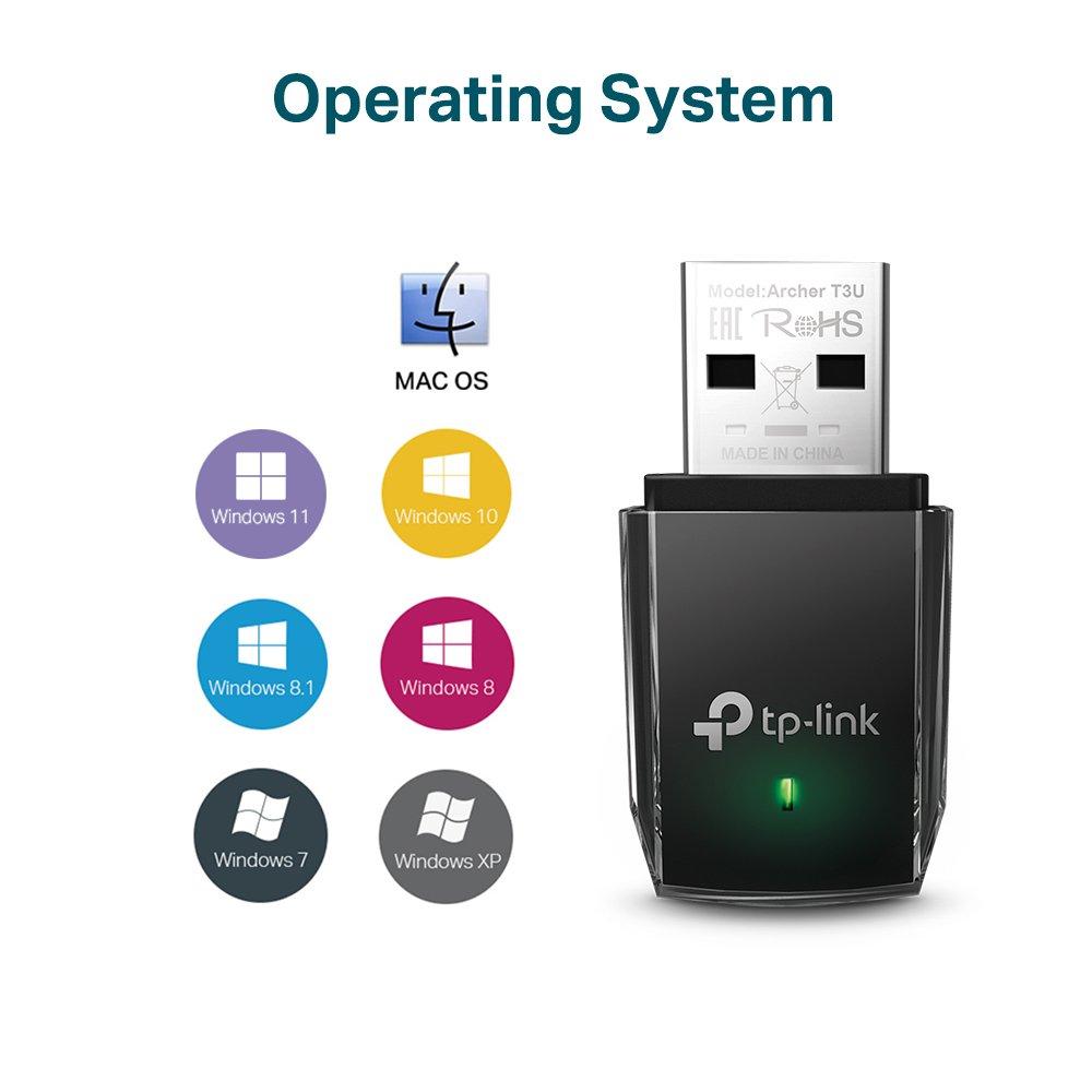 Crna - TP-Link - TP-Link AC1300 Mini Wireless MU-MIMO USB WiFi Adapter ARCHER T3U - 2