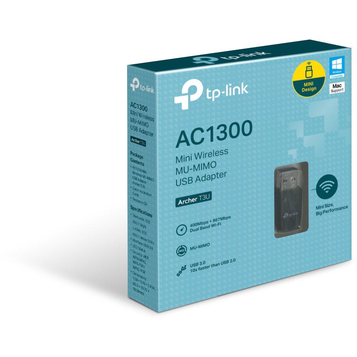 Crna - TP-Link - TP-Link AC1300 Mini Wireless MU-MIMO USB WiFi Adapter ARCHER T3U - 5