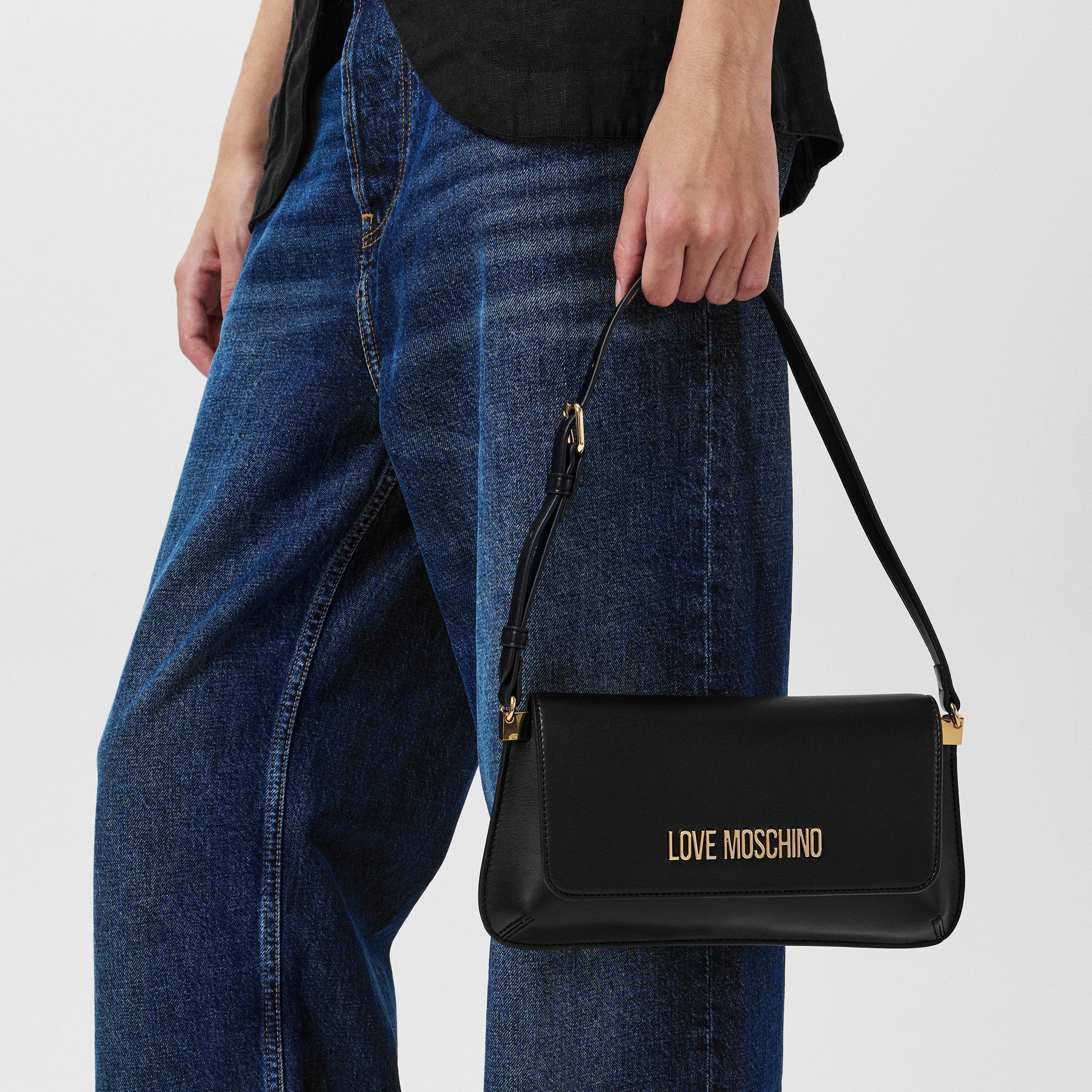 BLACK - Love Moschino - Women's Logo Flat Shoulder Bag - 2