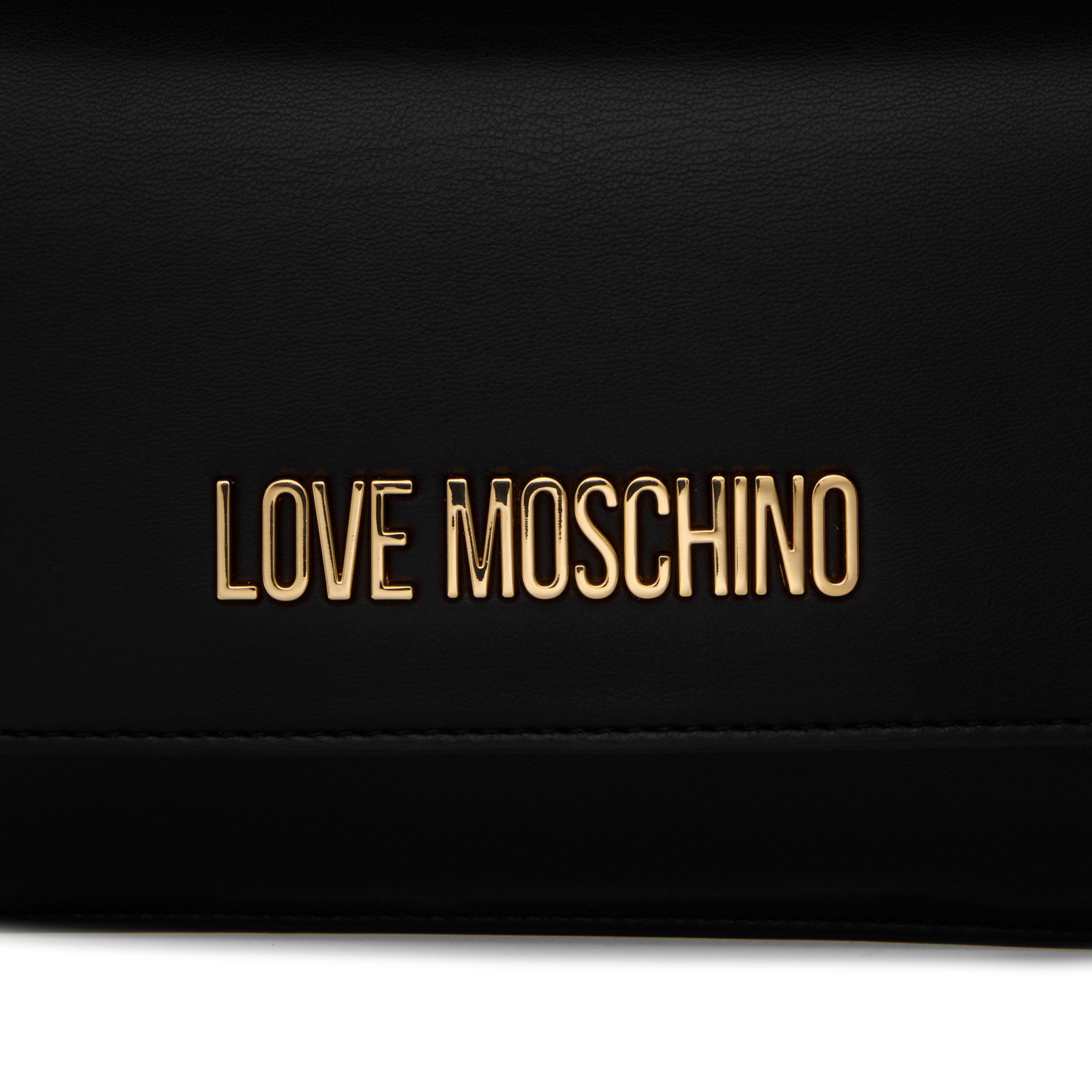 BLACK - Love Moschino - Women's Logo Flat Shoulder Bag - 4