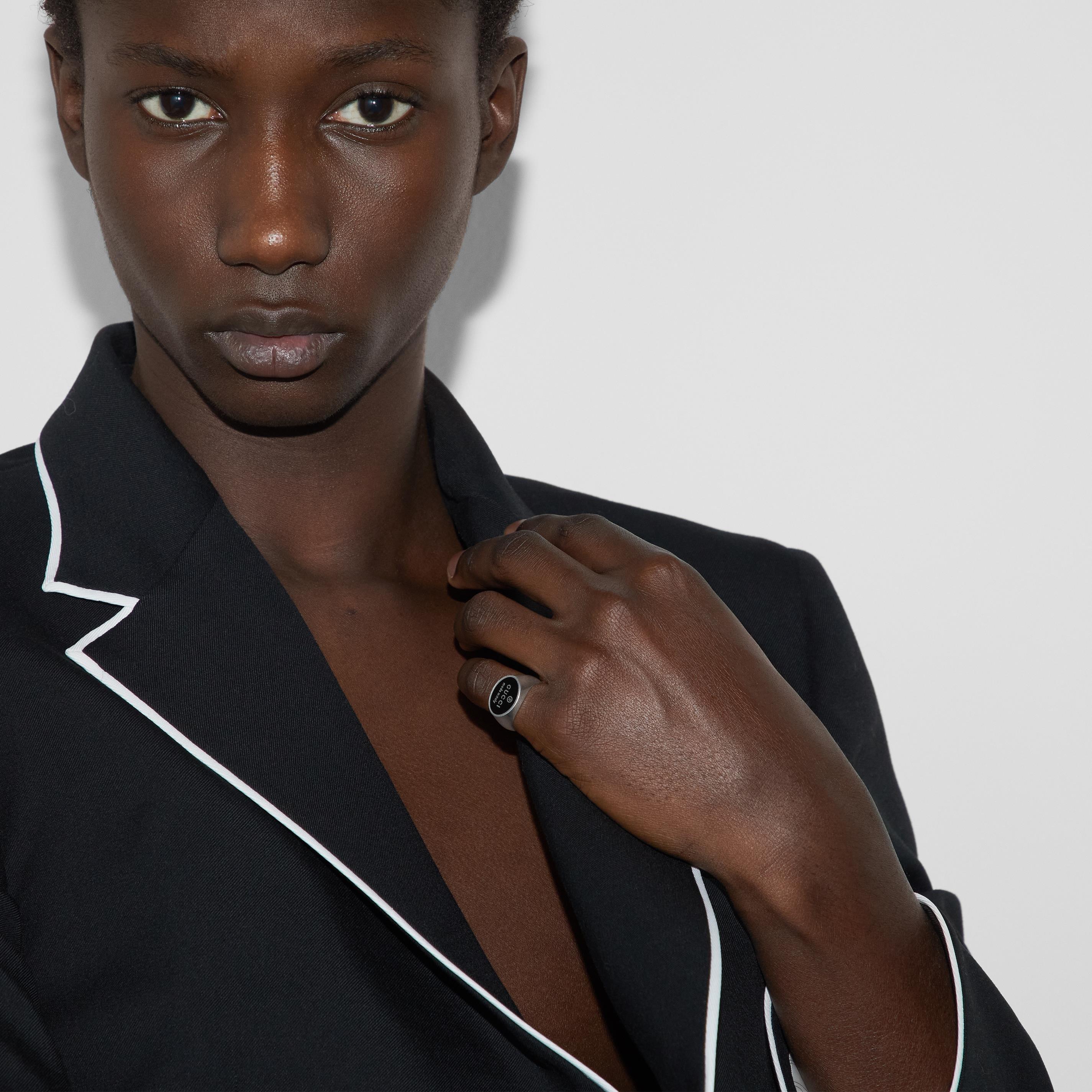 Silver/Black - Gucci - Trademark Oval Ring - 2