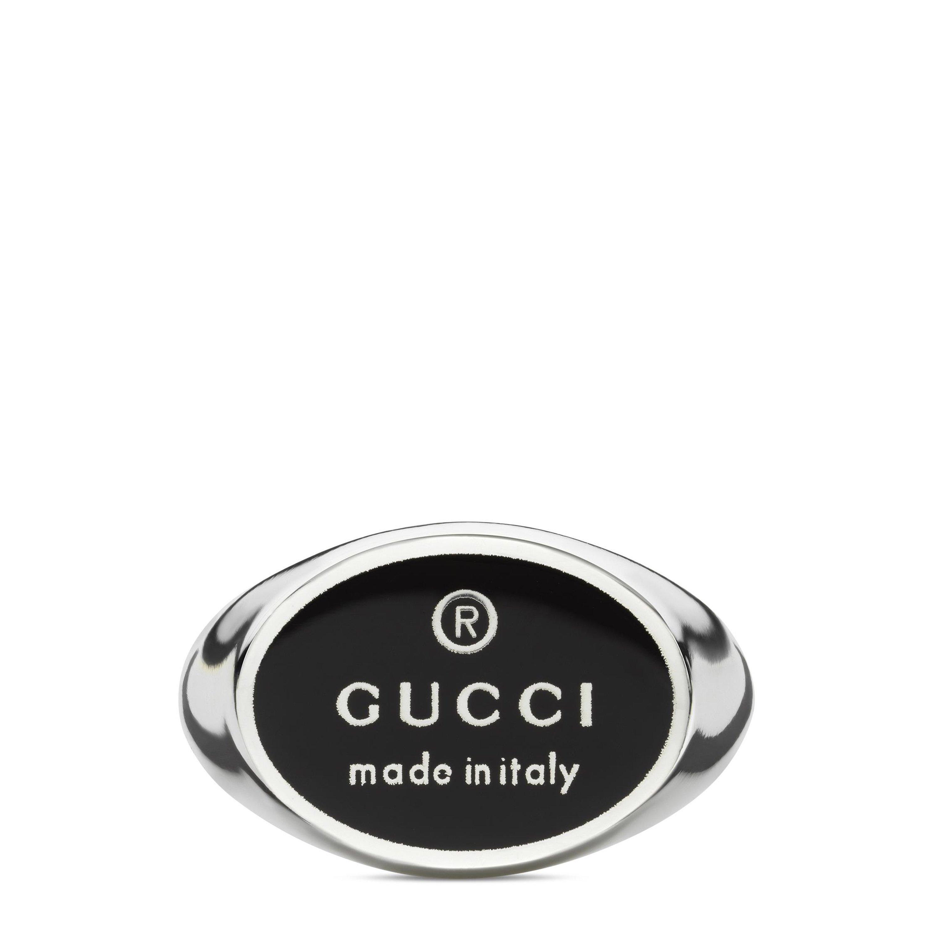 Silver/Black - Gucci - Trademark Oval Ring - 3