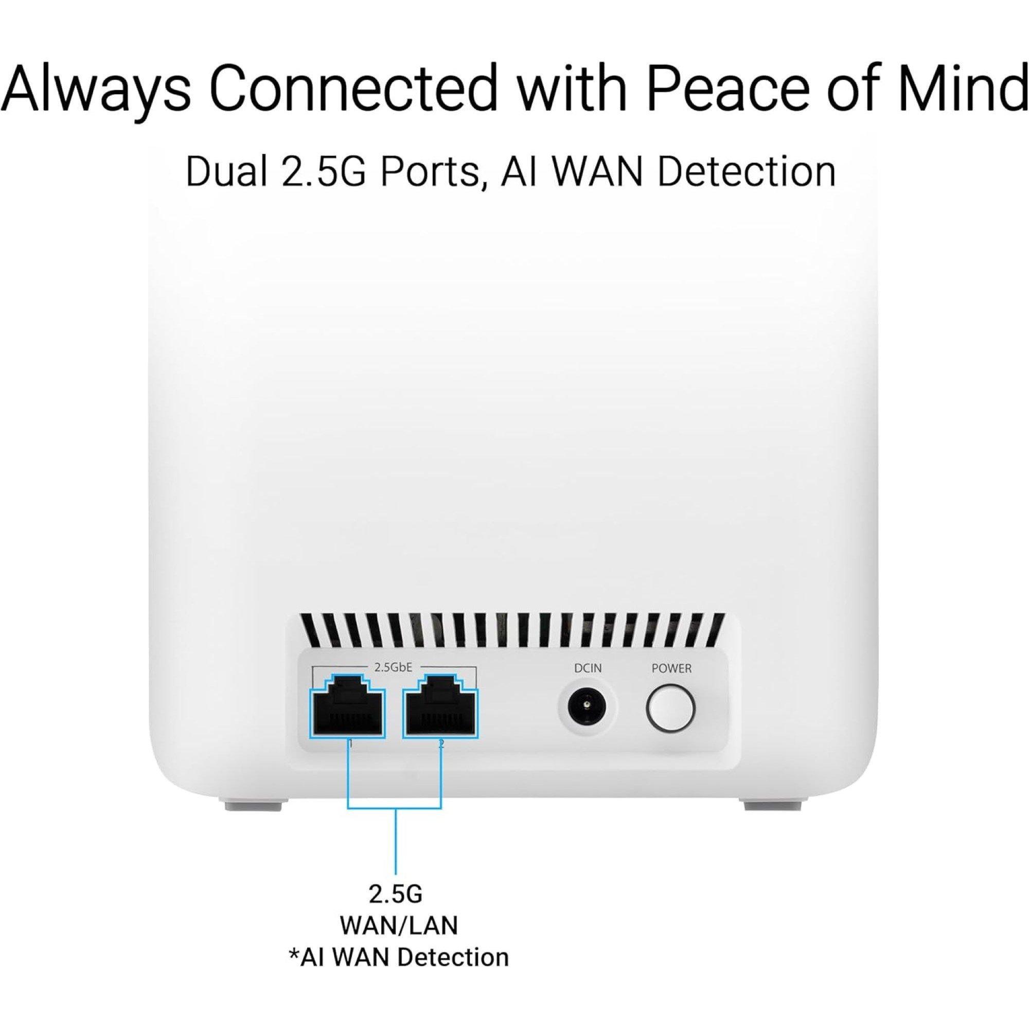 Blanc - ASUS - ASUS ZenWiFi BD4 Dual-band WiFi 7 AiMesh Extendable Router – 2 Pack - 4
