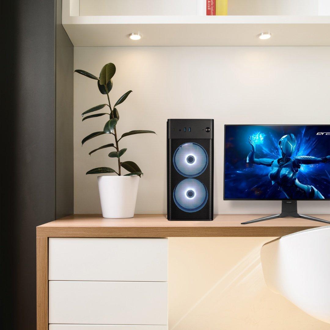 Zwart - Medion - Erazer Recon E45 Gaming Desktop – AMD Ryzen 5 5500 NVIDIA RTX 5050 Windows 11 Home - 5