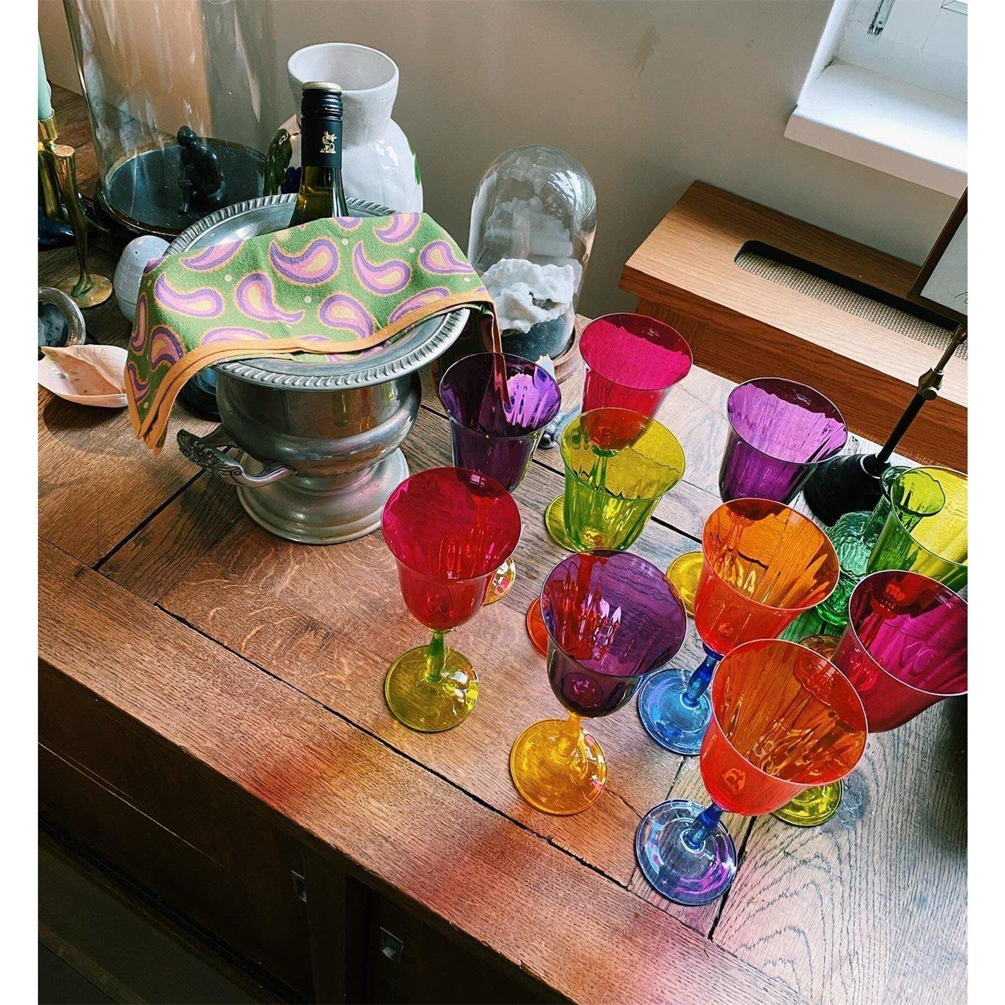 Multicoloured - Anna + Nina - Anna Multicoloured Optic Wine Glass Set of 4 - 5