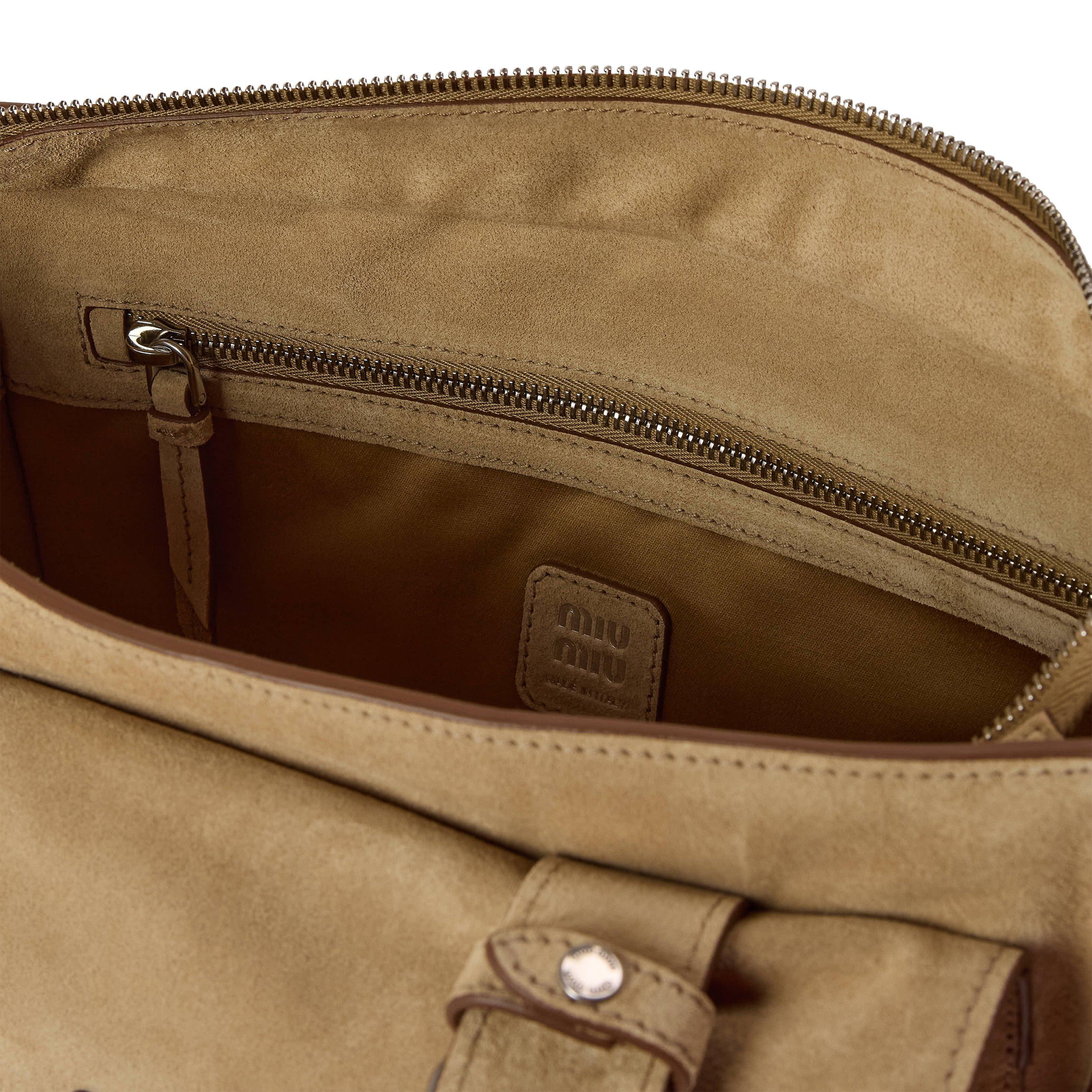 Ecru - Miu Miu - Women's Utilitaire Suede Shoulder Bag - 5